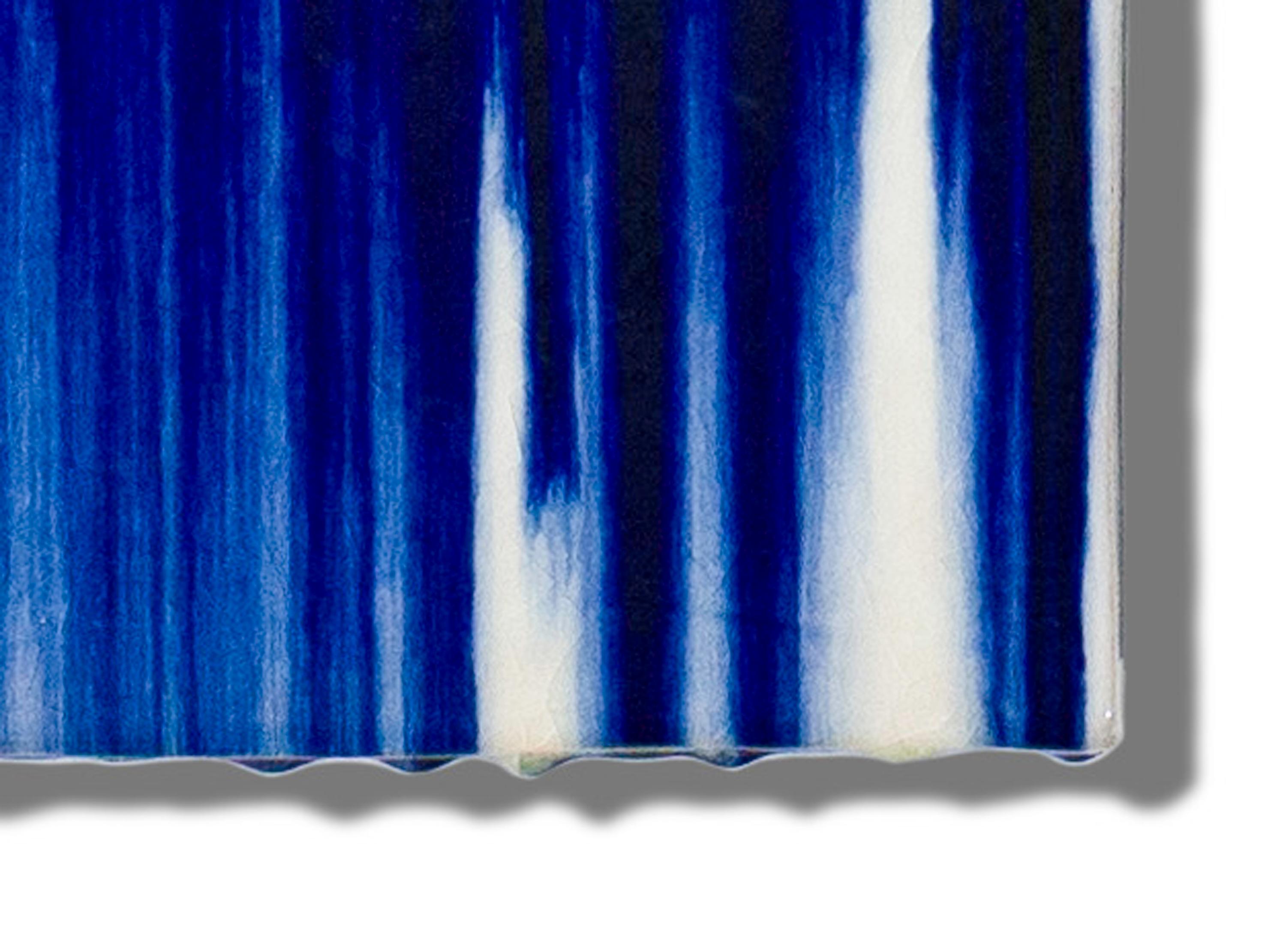 Cuatro baldosas de cerámica - Azul - Sculpture Abstracto de Jun Kaneko
