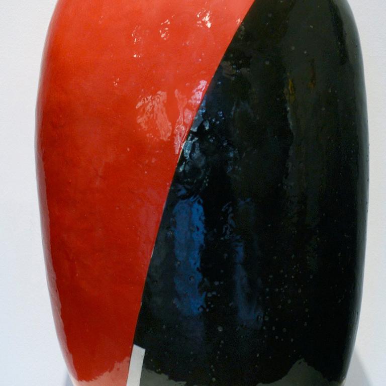 Glazed ceramic sculpture, black and red