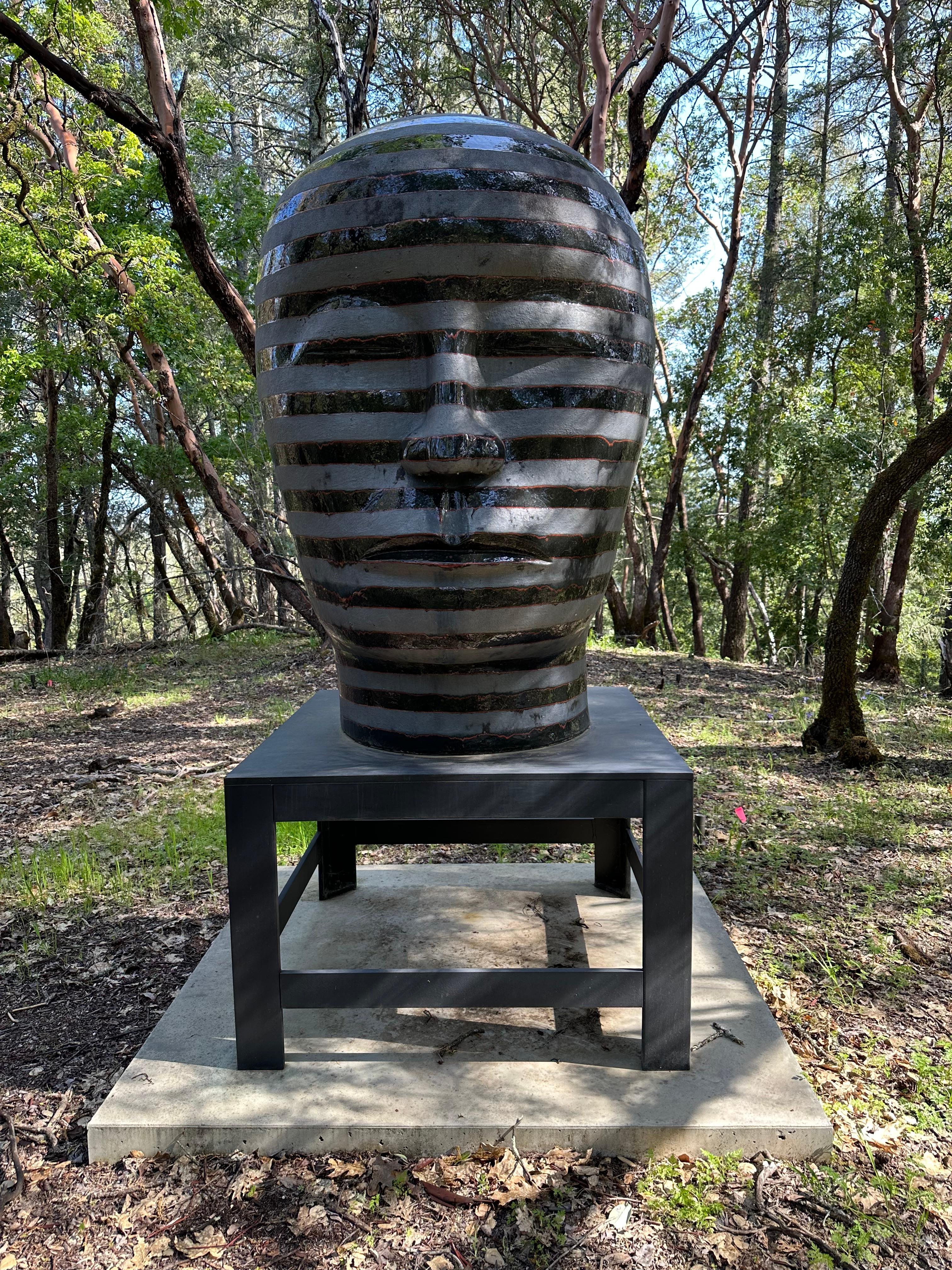Untitled Head by JUN KANEKO INV# NP3789 - Gray Figurative Sculpture by Jun Kaneko