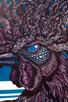 "Breeze Before the Leap", Rooster Iconography, Patterns, Woodcut Print