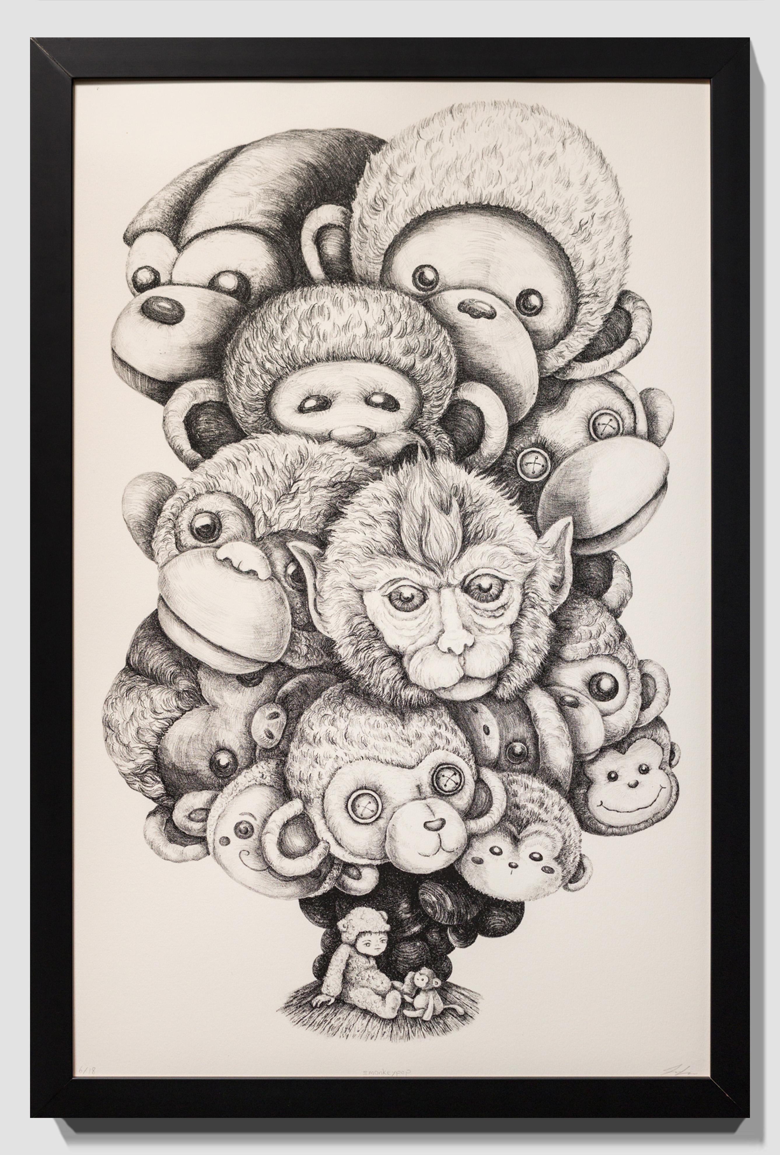 « #MONKEYPOP », figuratif, motif singe, représentations d'animaux, lithographie en vente 5