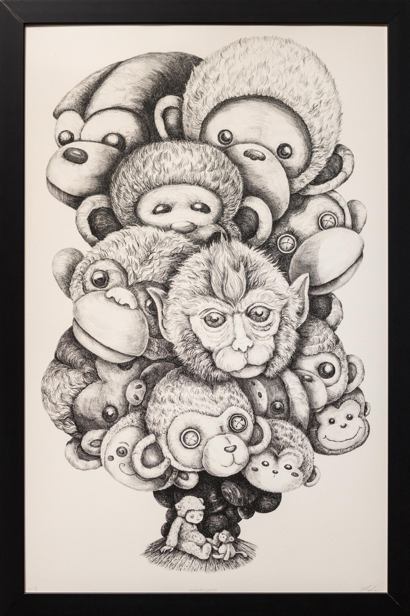 Animal Print Jun Lee - « #MONKEYPOP », figuratif, motif singe, représentations d'animaux, lithographie