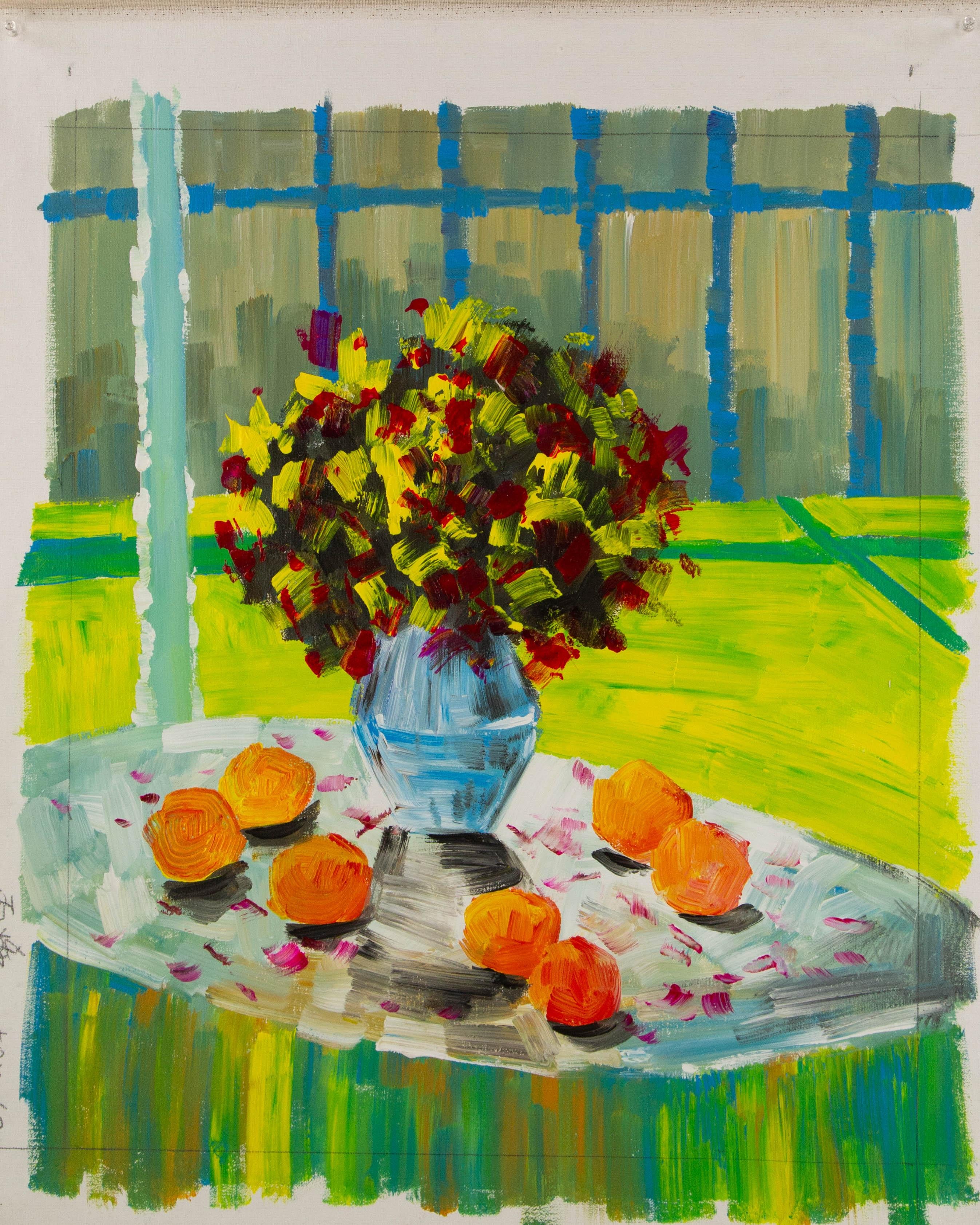 Jun Liu Bodegón Acrílico Original Sobre Lienzo 