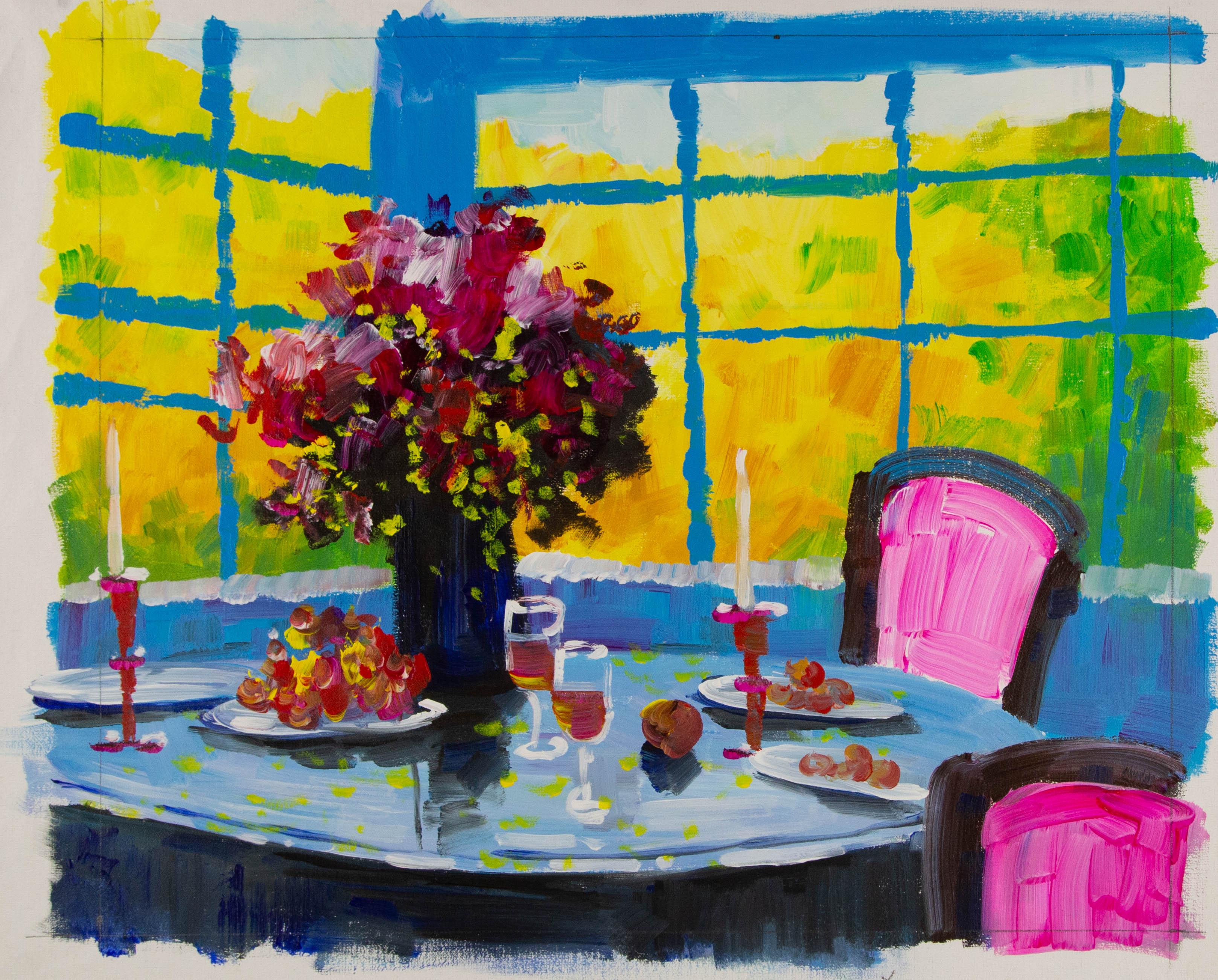 Jun Liu Still Life Original Acrylic On Canvas 