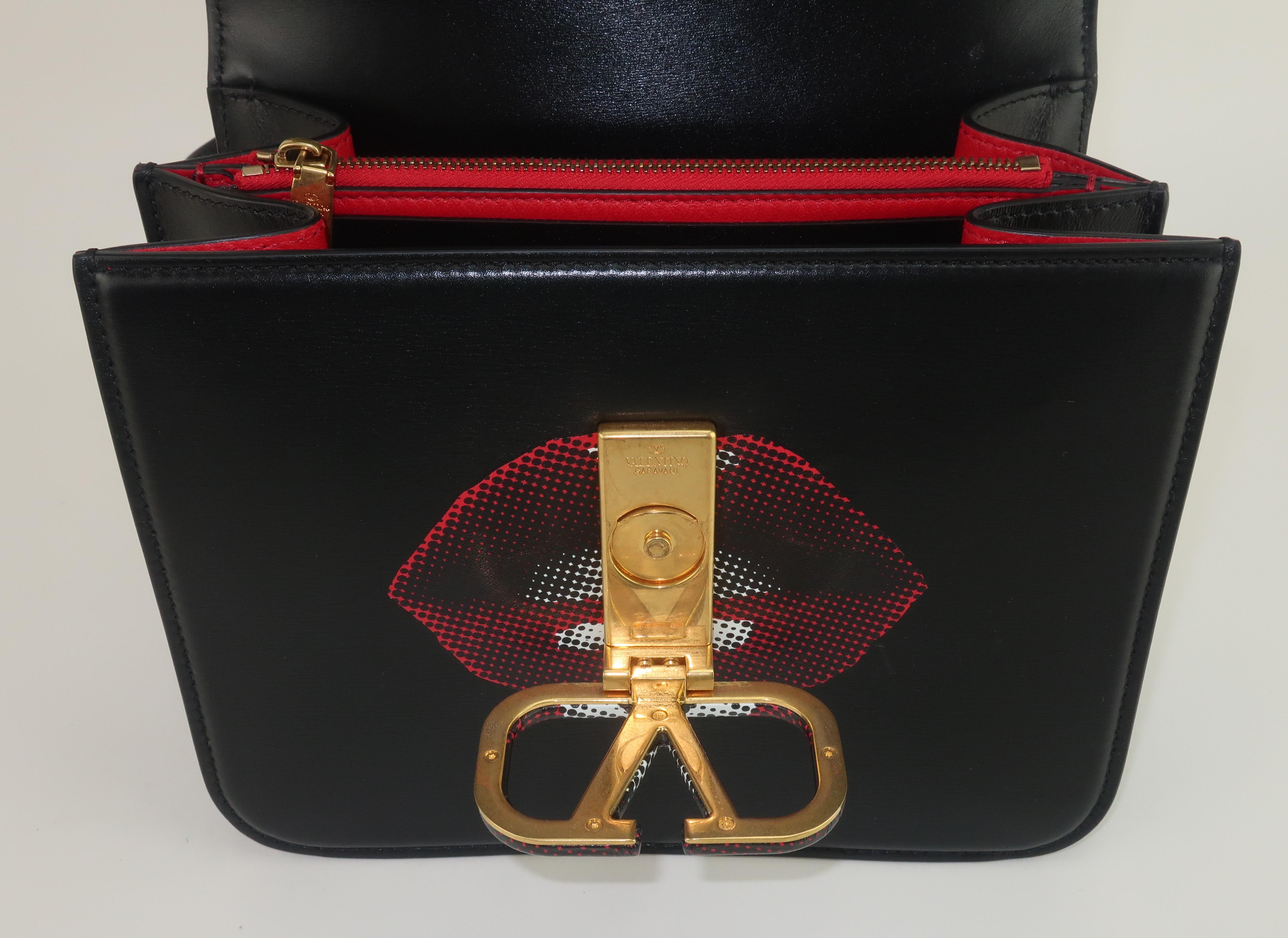 Jun Takahashi For Valentino Black Leather V-Sling Lips Handbag, 2019 7