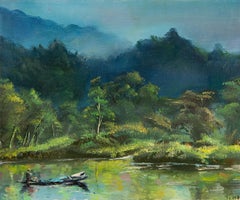 Jun Ye Paisaje Original Óleo Sobre Lienzo "En el país de las hadas"