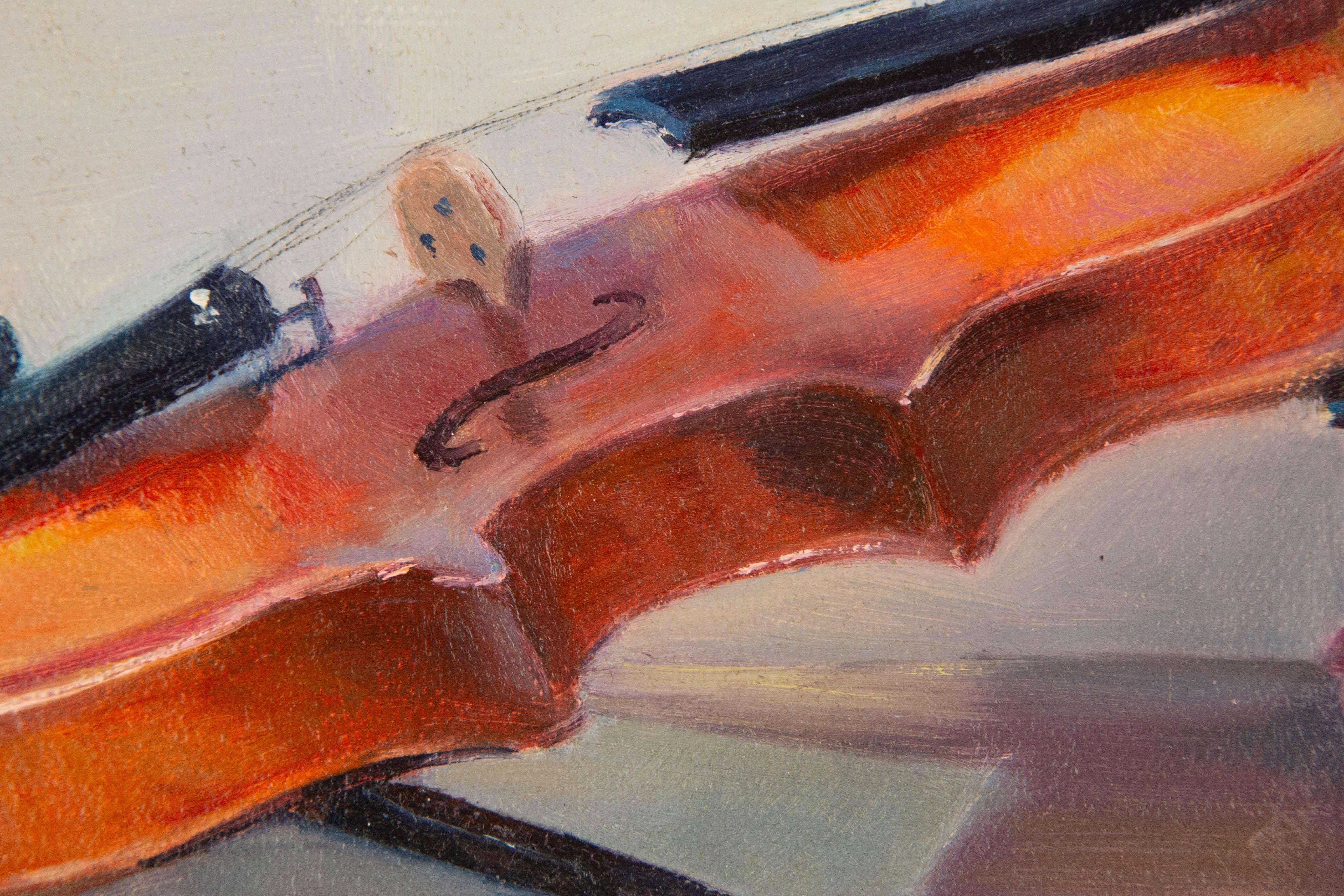 Jun Ye Stillleben Original Ölgemälde auf Leinwand „Violin“ im Angebot 5