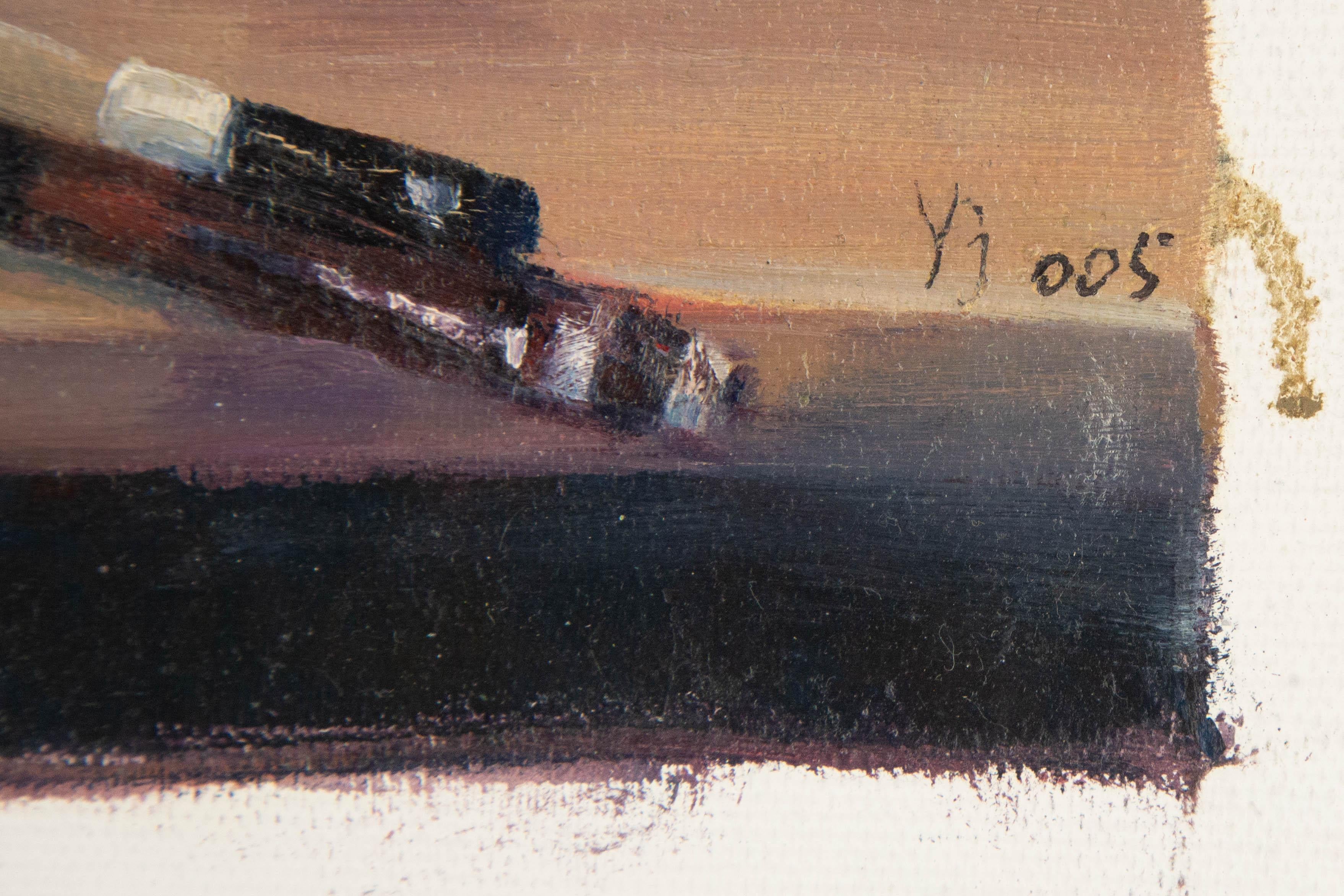 Jun Ye Stillleben Original Ölgemälde auf Leinwand „Violin“ im Angebot 7