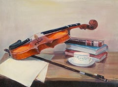 Jun Ye Still Life Original Oil On Canvas "Violin"