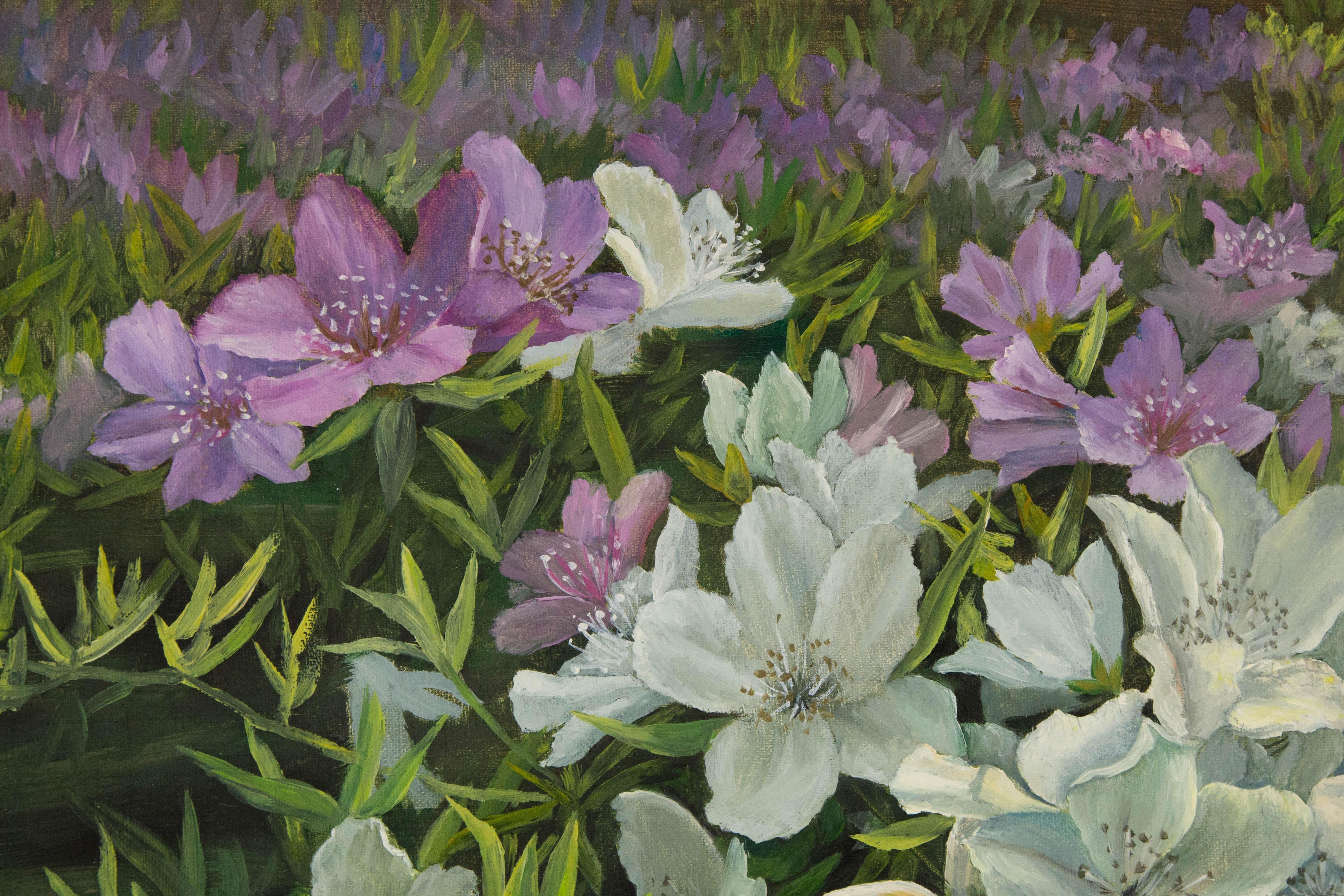 Jun Zhang Floral Original Oil On Canvas 