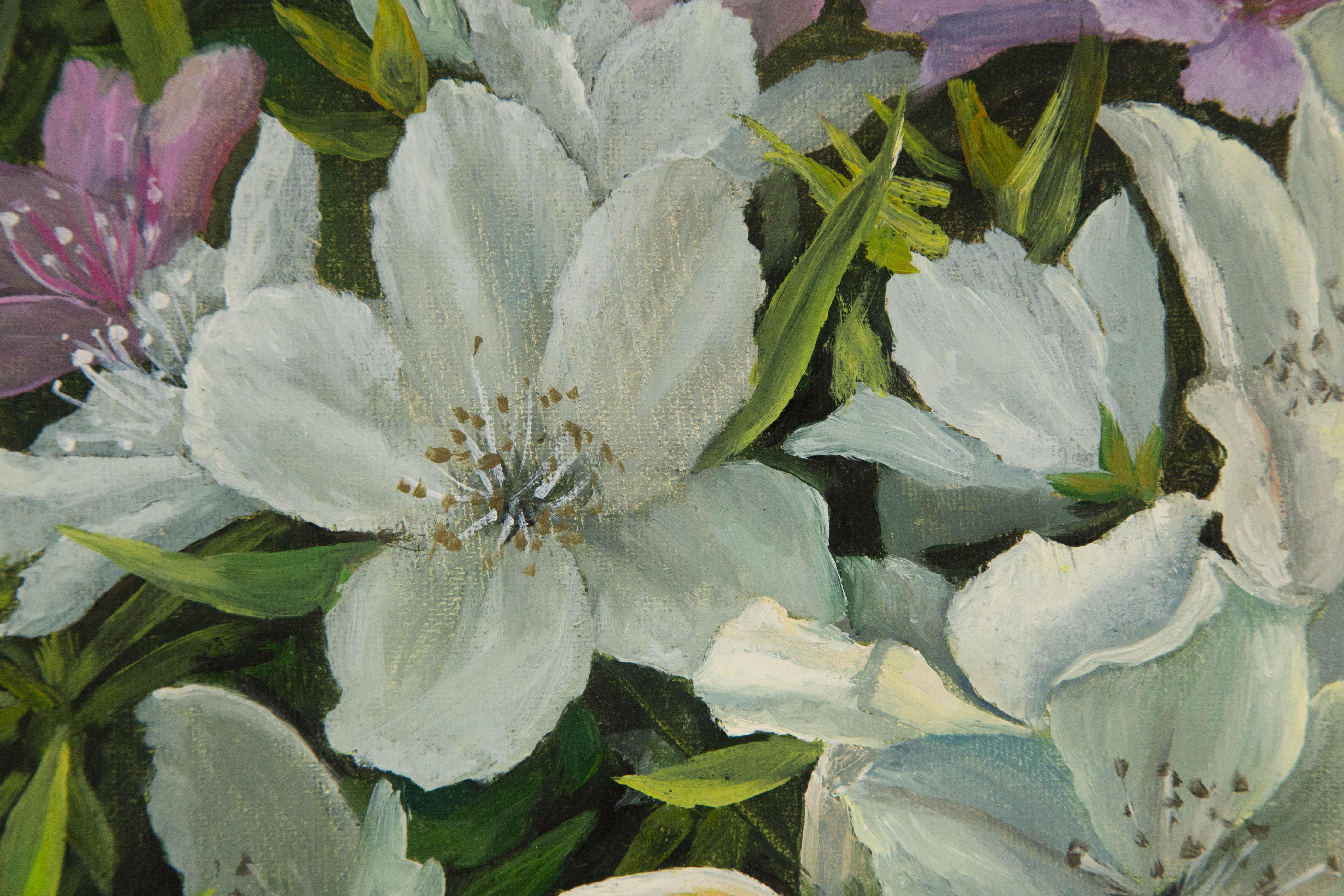 Jun Zhang Floral Original Oil On Canvas 