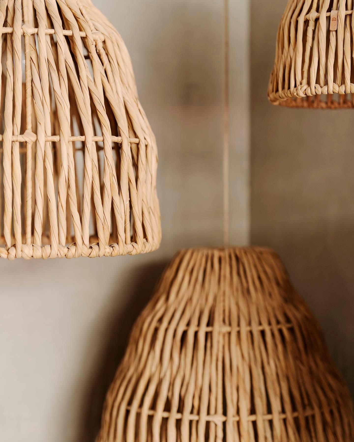 Rattan Juncal Handwoven All Natural Palm Pendant Lampshade For Sale