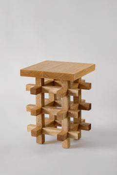 JUNCO Stool in Mexican Oak Rosamorada with Natural Finish by Daniel Couttolenc