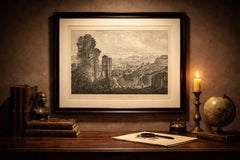 Junction of the Rhone and Saone, Roman Ruins near Lyons – Lithograph,  c.1835