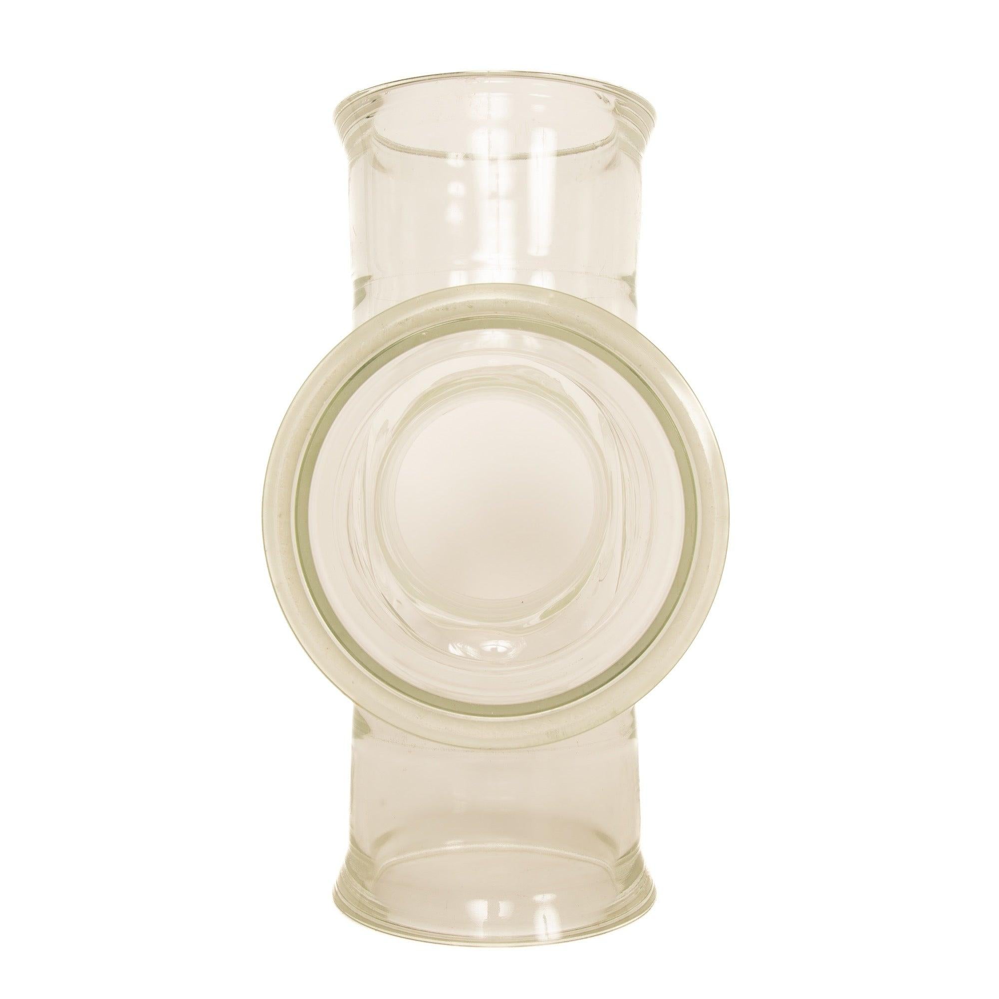 Sculptural junction tube made of laboratory-grade Pyrex glass.