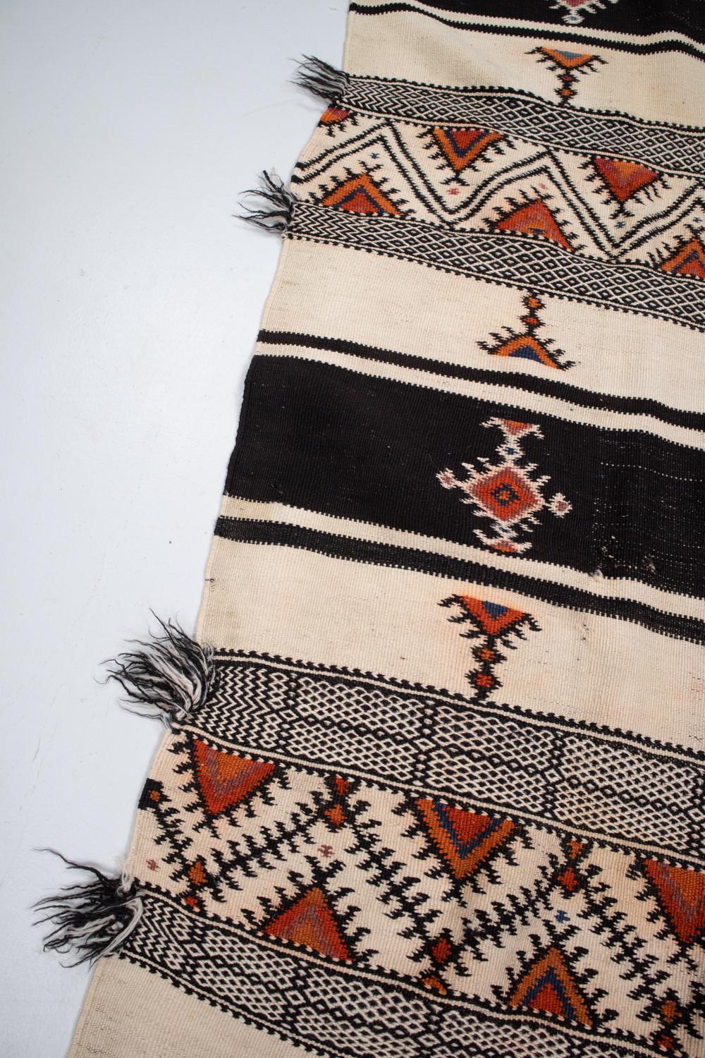 Late 20th Century June and Blue Vintage Moroccan Hanbel Kilim For Sale