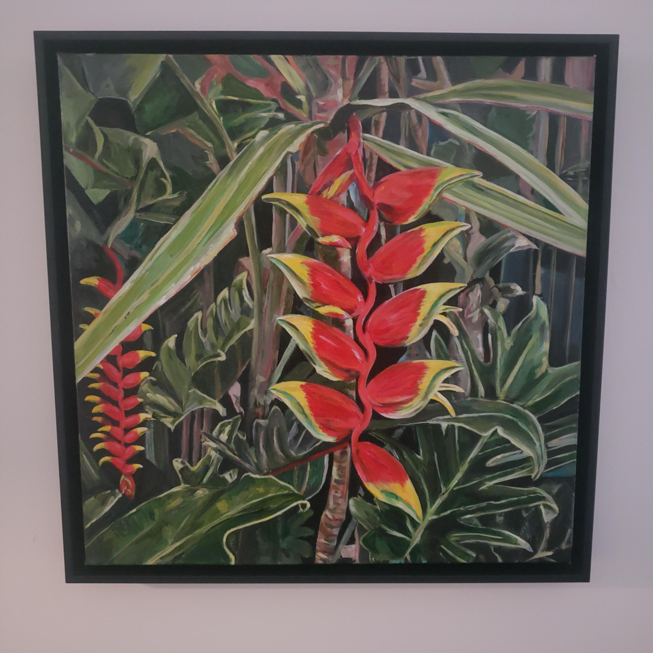 Mata Atlantica Realismus, Acryl, Blumengemälde, gerahmt, brasilianischer Atlantikwald – Painting von June Arthur