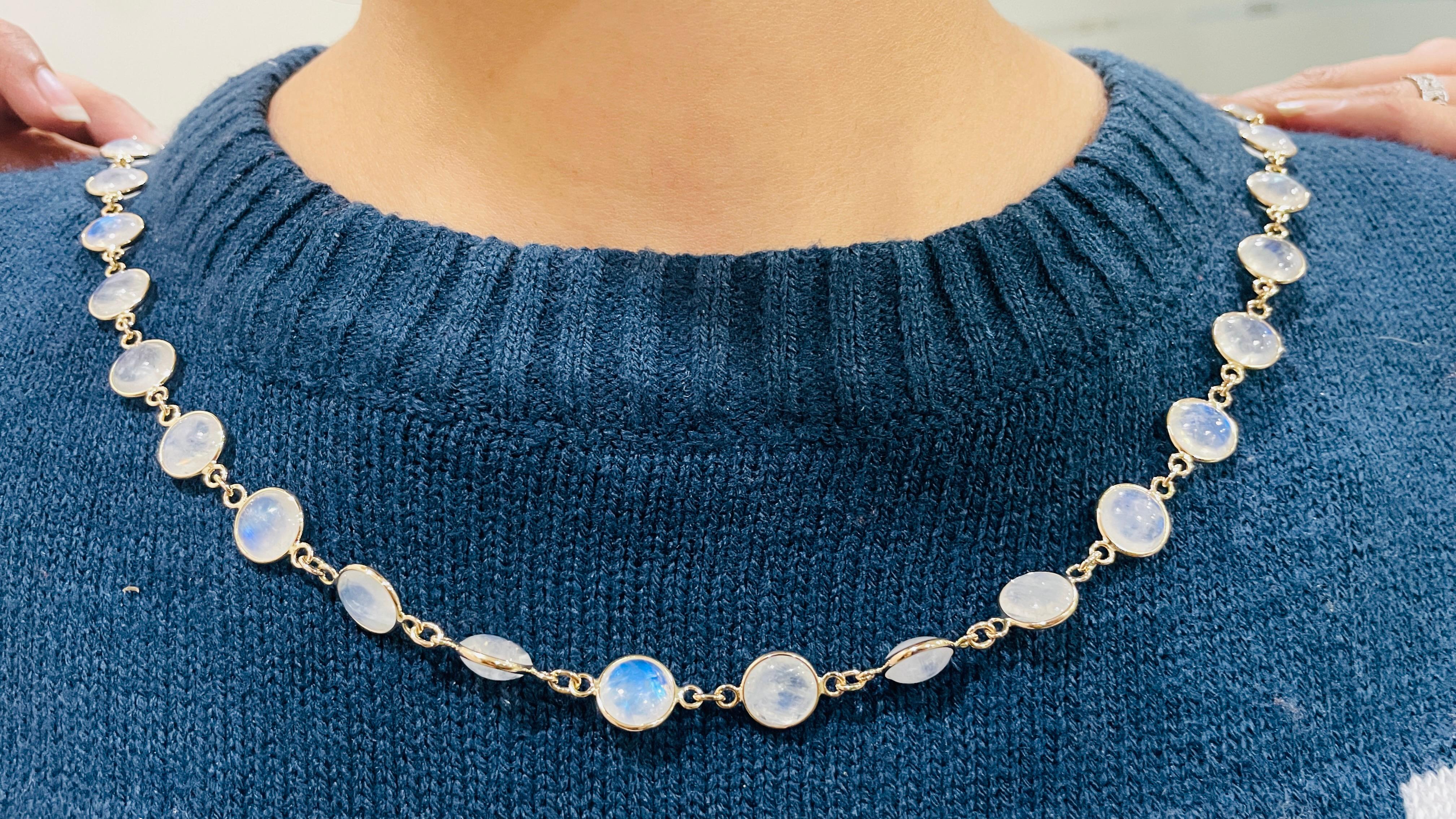 Collana con pietra lunare di giugno da 80,49 carati per la nonna in oro giallo 18k In condizioni Nuovo in vendita a New York, NY