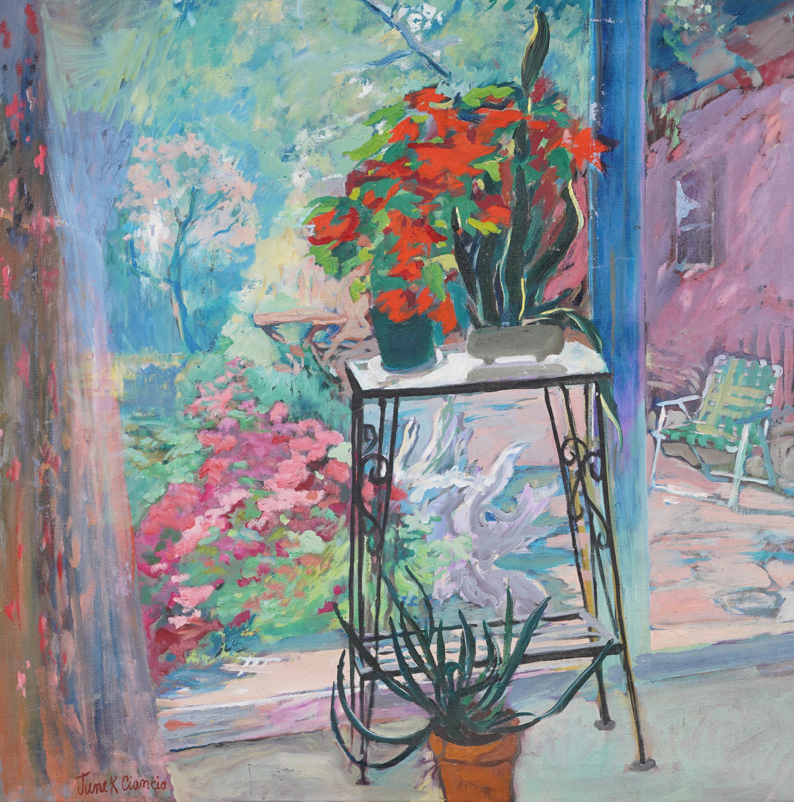 Antique American Impressionist Hamptons Summer Flower Still Life Oil Painting 2