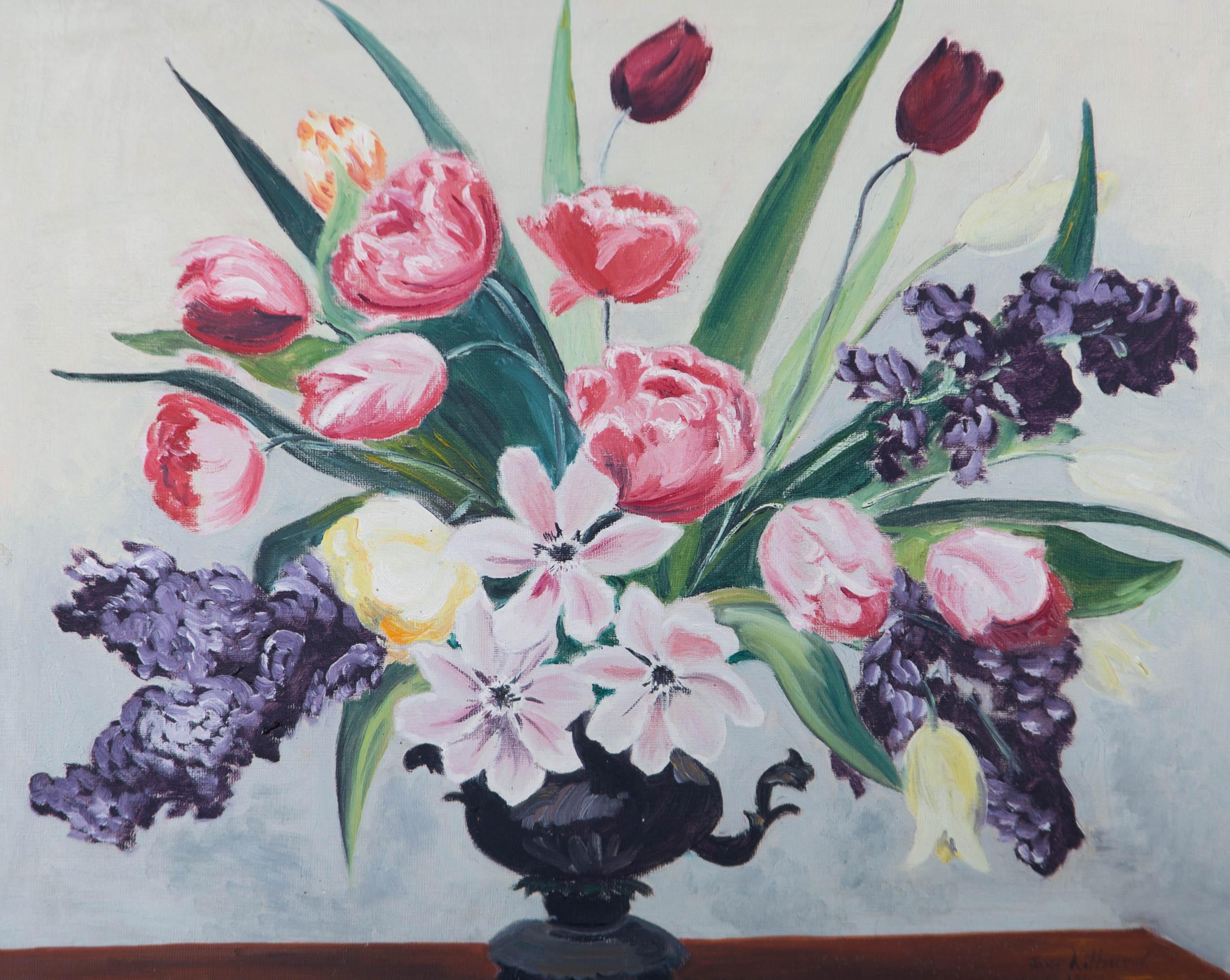 June Conning Barker - 1957 Oil, Floral Still Life 1