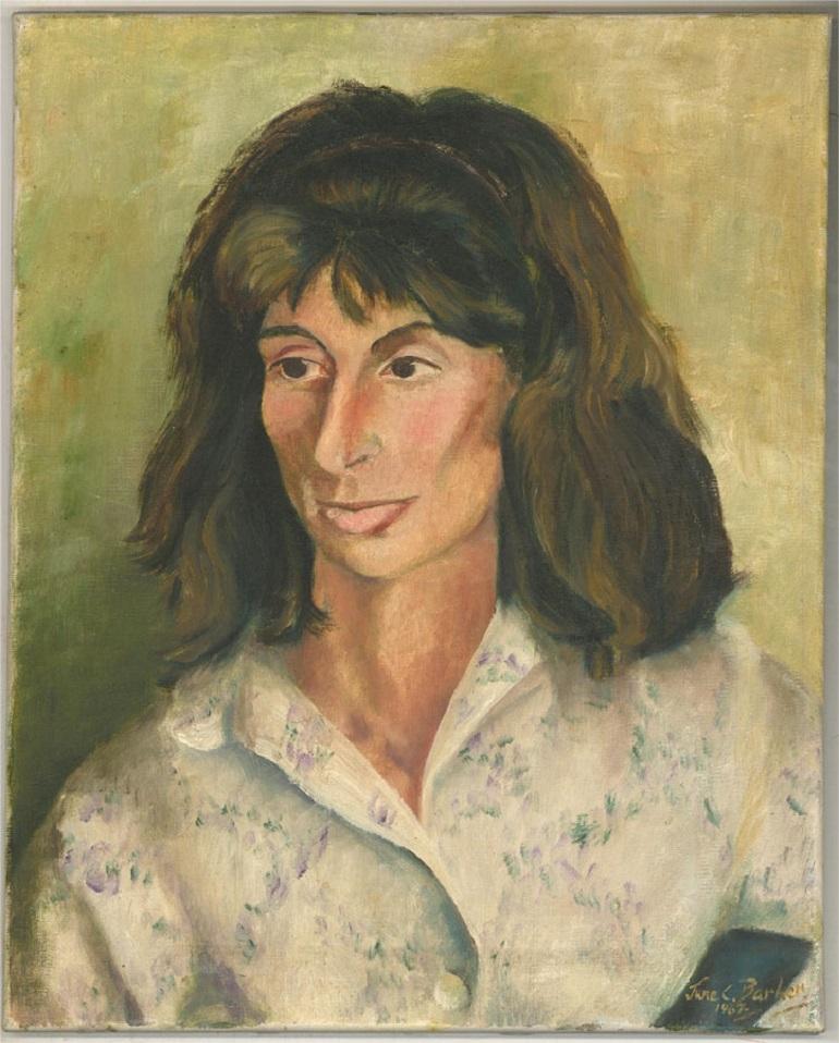 June Conning Barker - 1967 Oil, Brown-Haired Figure 2