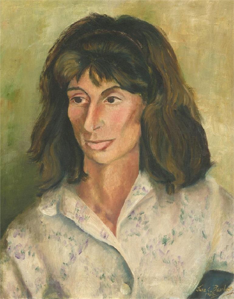June Conning Barker - 1967 Oil, Brown-Haired Figure 3