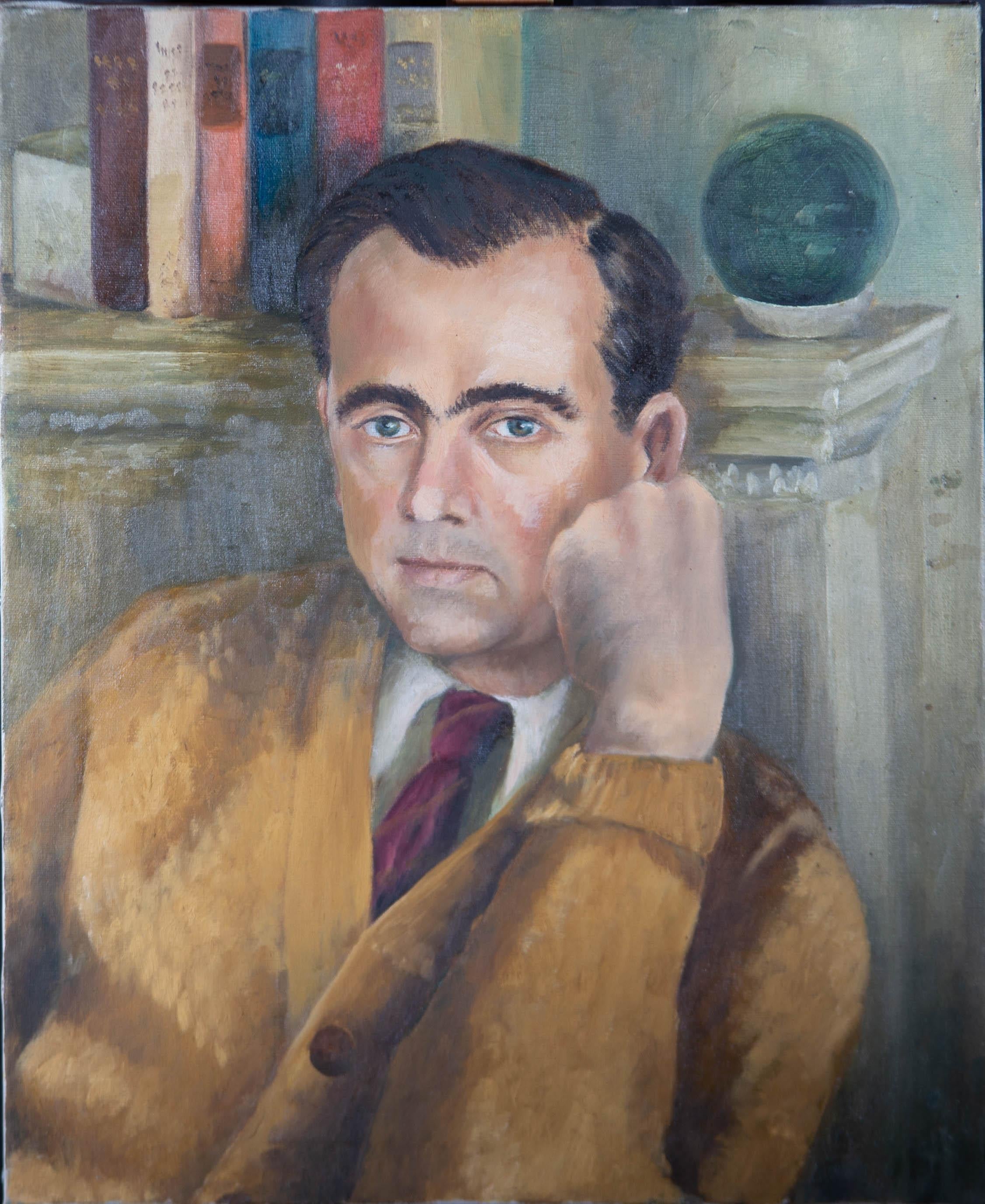 June Conning Barker - Mid 20th Century Oil, Gentleman in Yellow Coat 1