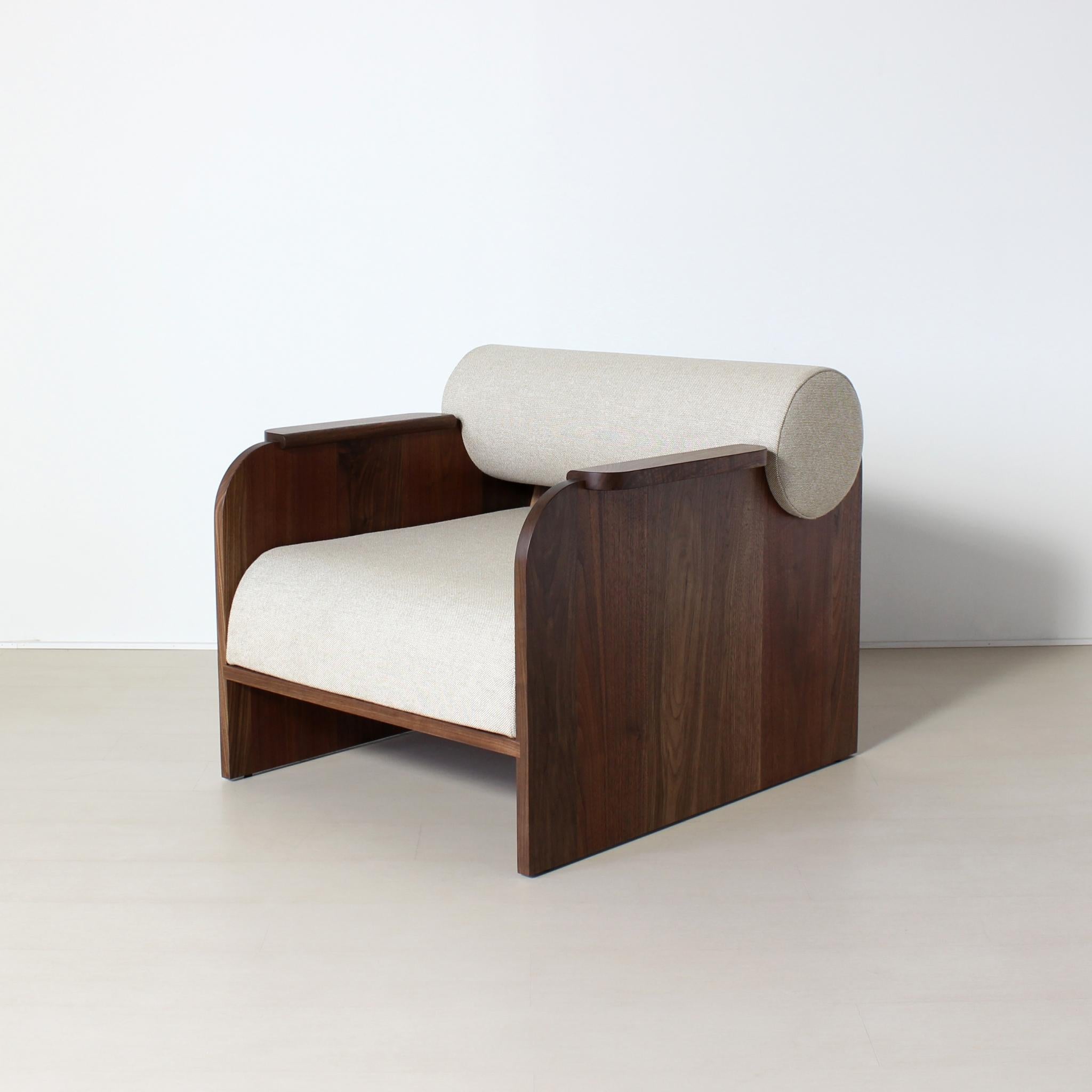 The June lounge chair by Crump and Kwash, is built using sustainably sourced solid wood, and premium foam cushioning. The upholstery can be selected from our material inventory or supplied by the client. 

Dimension (cm): 76 x 89 x 74 (H). Seat H
