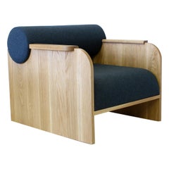 June Contemporary Lounge Chair in Wood and Fabric