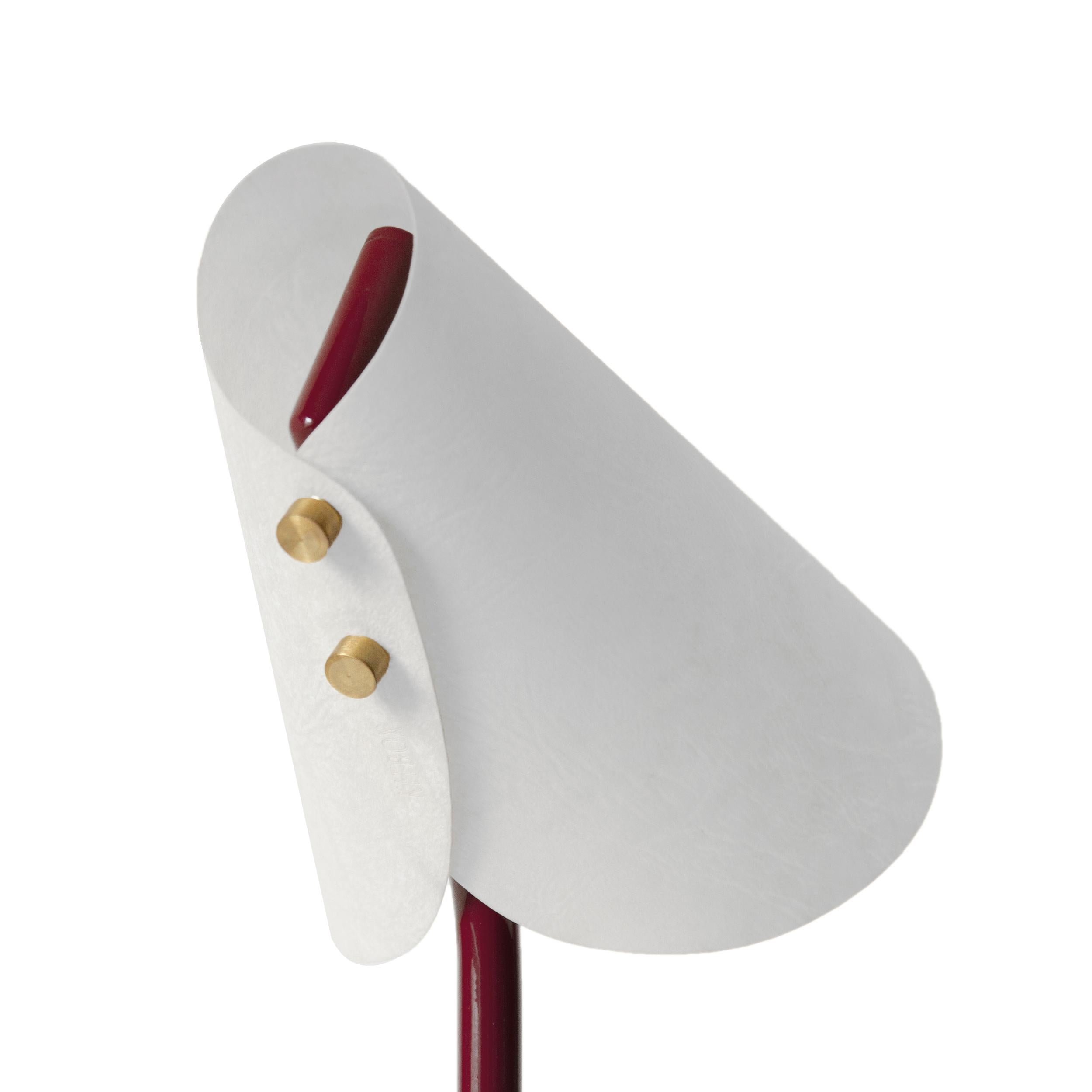 Turkish June Desk Lamp, Metal & Parchment, Maroon, Inspired by Victorian Bonnets