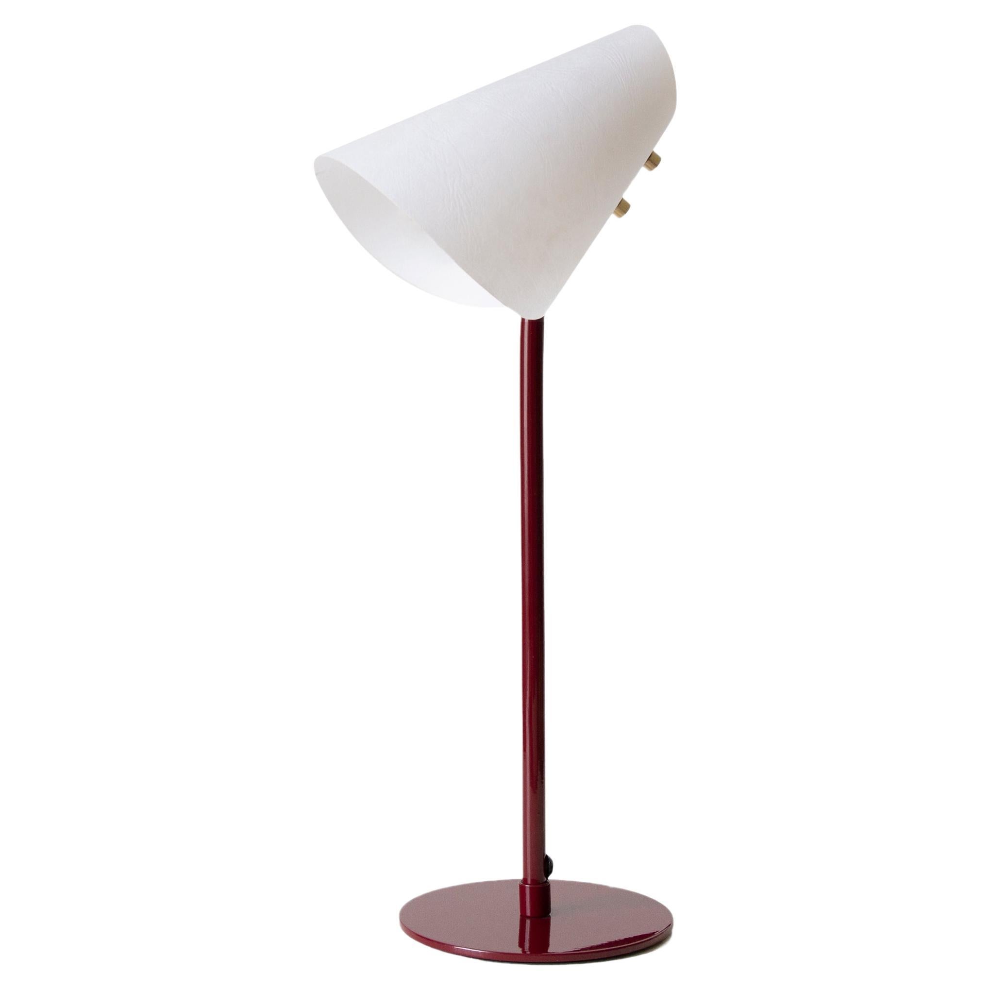 June Desk Lamp, Metal & Parchment, Maroon, Inspired by Victorian Bonnets
