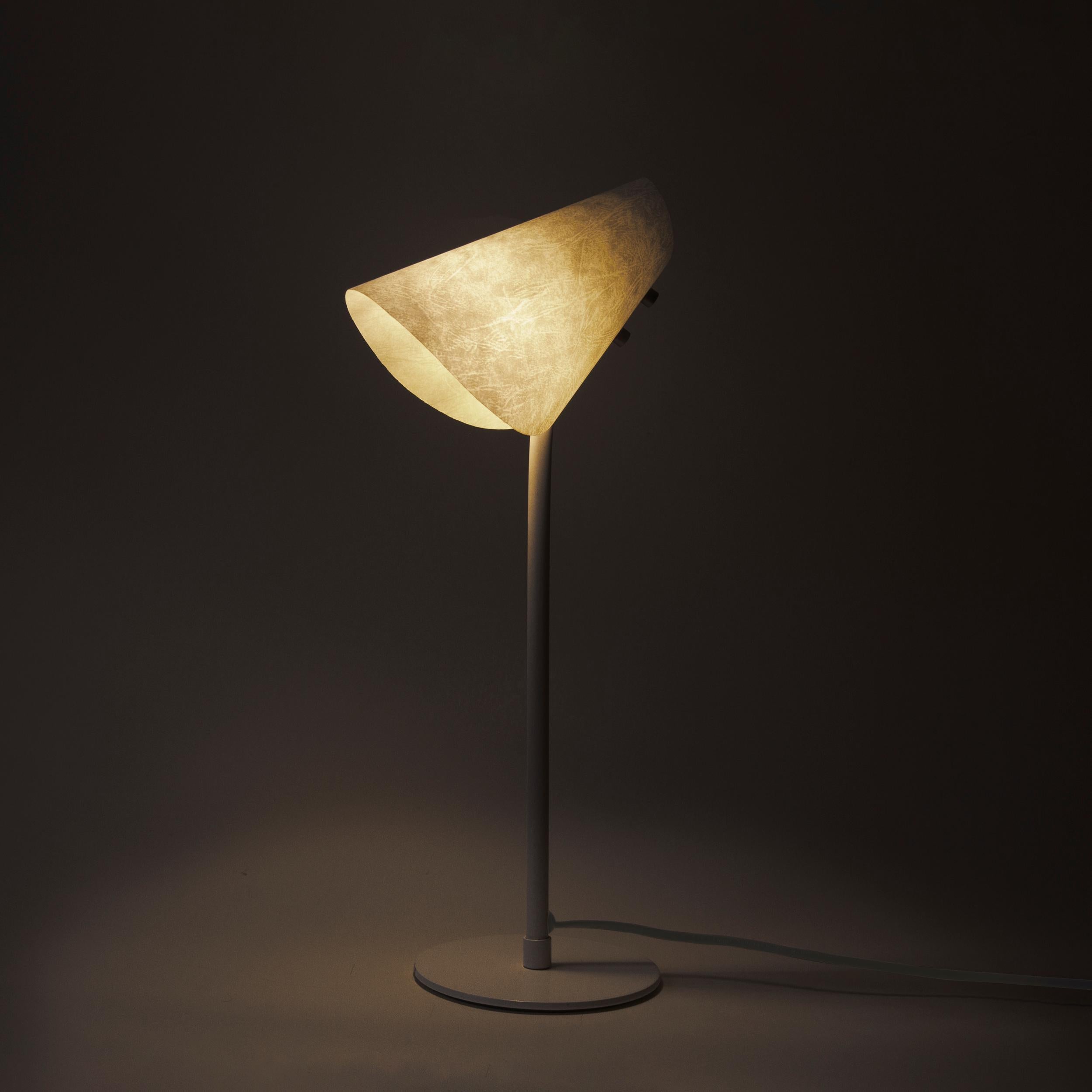 Modern Metal & Parchment Desk Lamp, White, June, Inspired by Handmaid's Tale For Sale