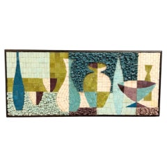 June E. Johnson Signed Mid-Century Abstract Mosaic Wall Panel, 1962 Mid century