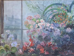French Impressionist Interior View, Floral Abundance, View From A Window