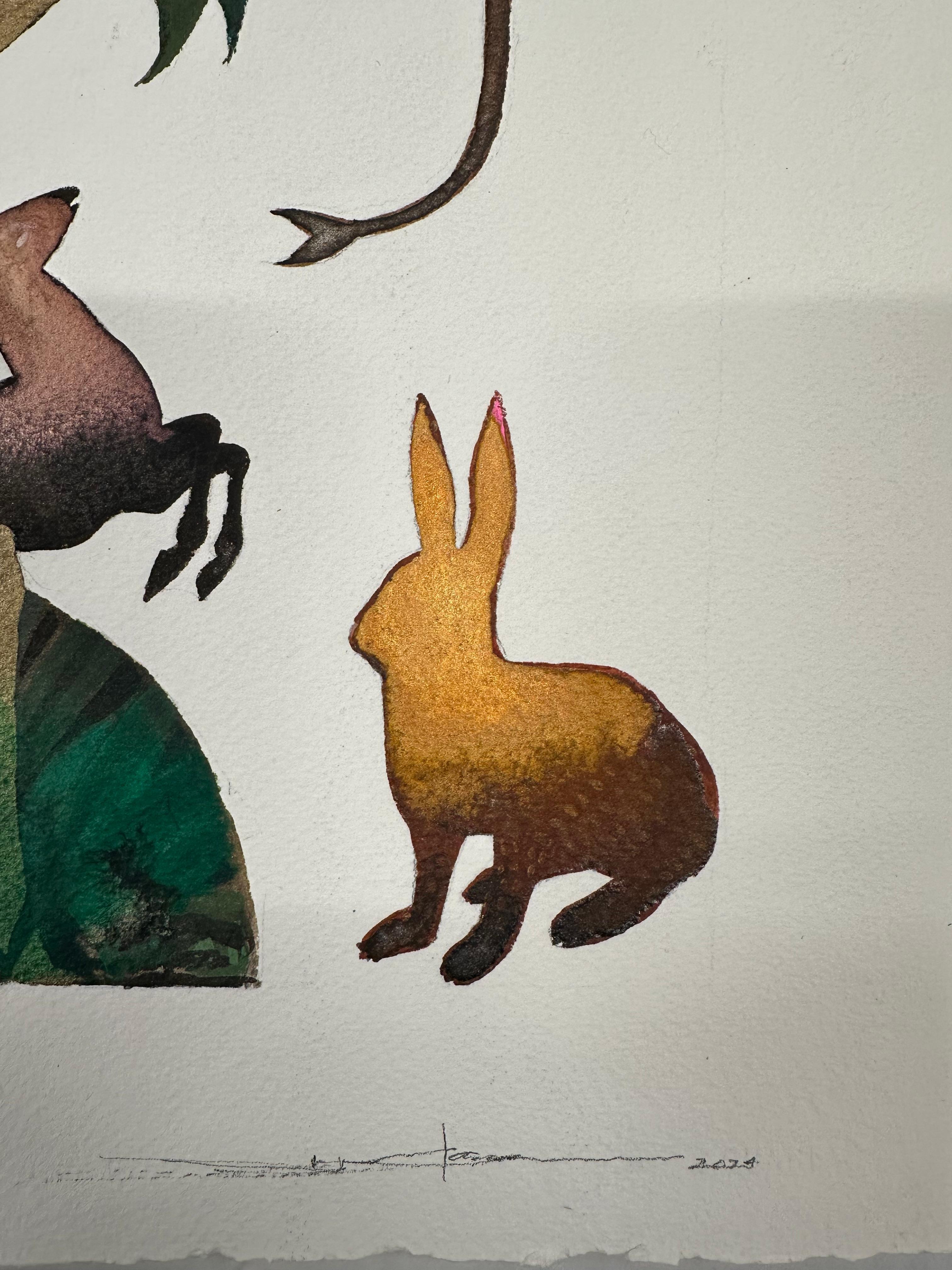 Arreglo Ocho - Conejo Contemporáneo Figurativo Animal Formas Botánicas, 2024 en venta 6