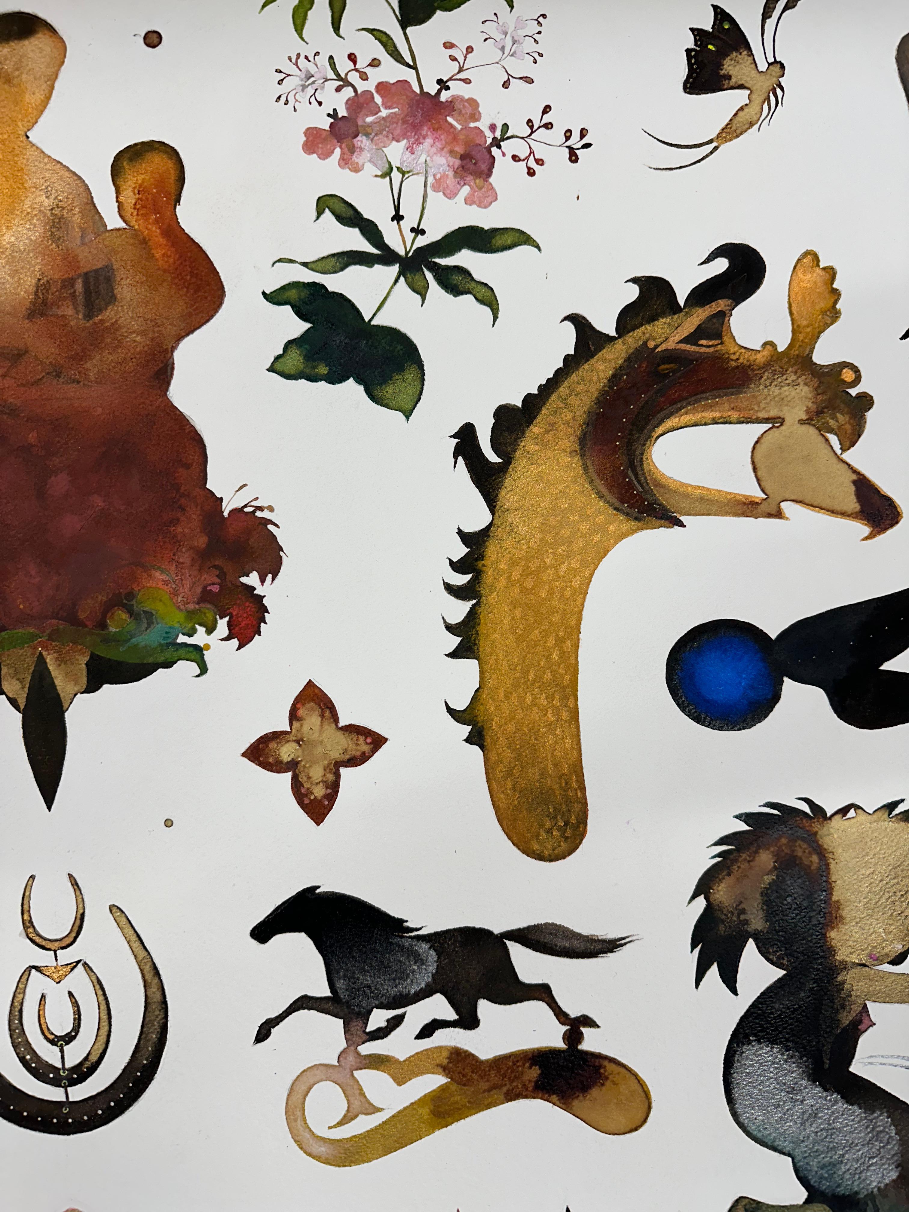 Arreglo Ocho - Conejo Contemporáneo Figurativo Animal Formas Botánicas, 2024 en venta 1