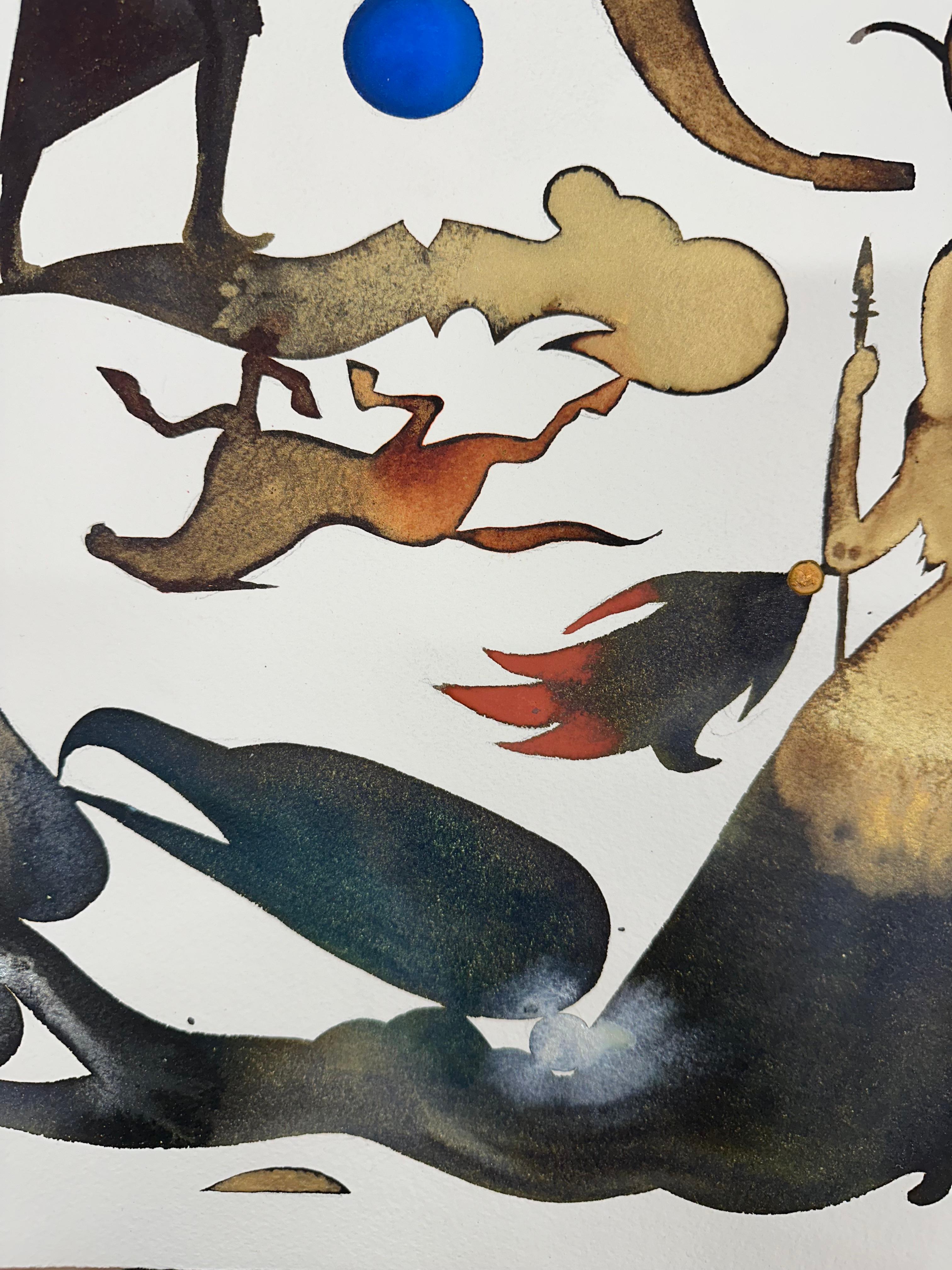Arrangement quatre - Formes figuratives contemporaines d'animaux et de plantes, 2024 - Painting de June Glasson