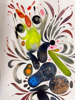 Delights 131 - Contemporary Abstract Shapes Pattern Blue Neon Yellow, 2024