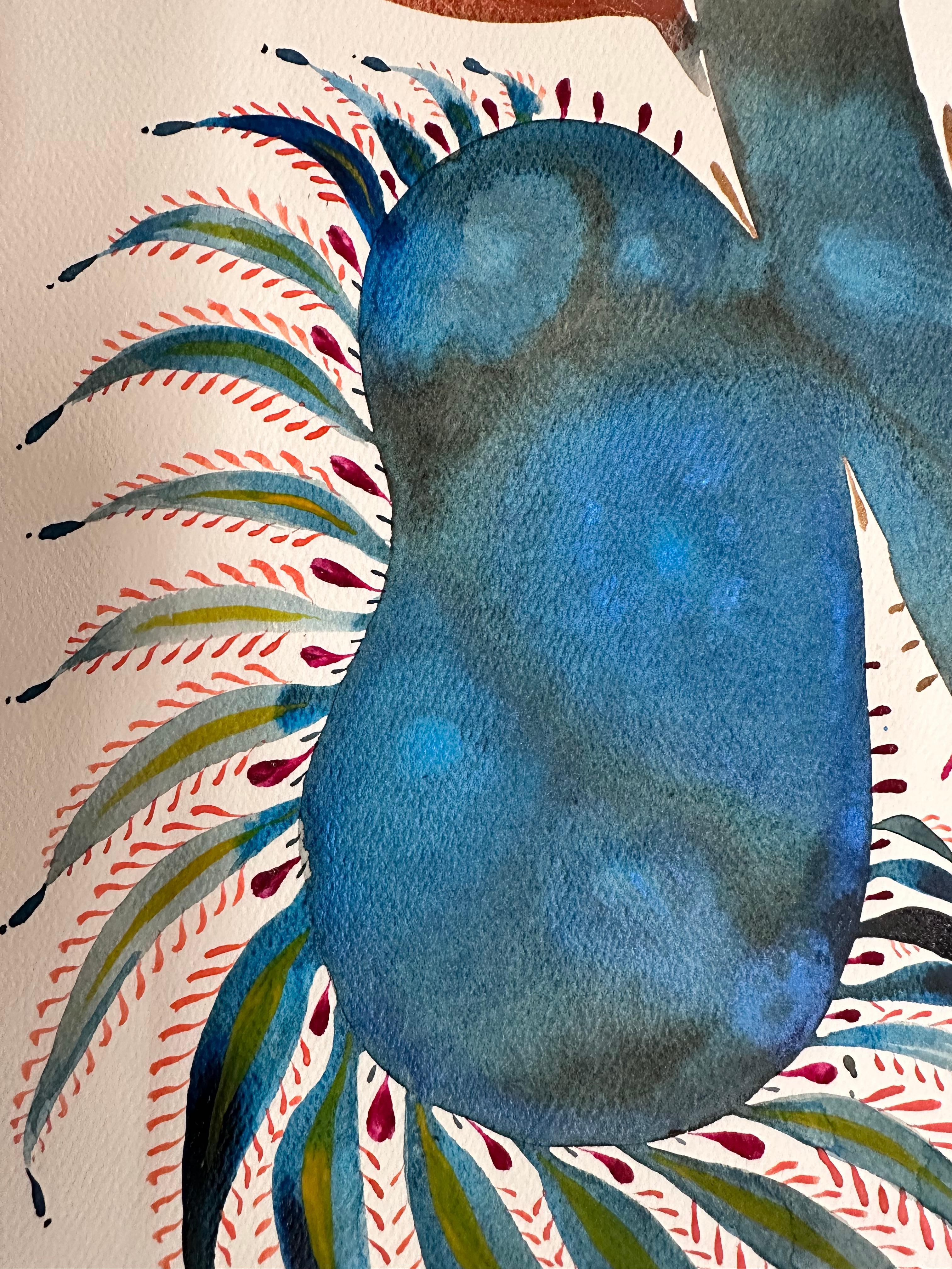 Delicias 138 - Patrón de formas abstractas contemporáneas Azul Amarillo Rojo, 2024 en venta 1