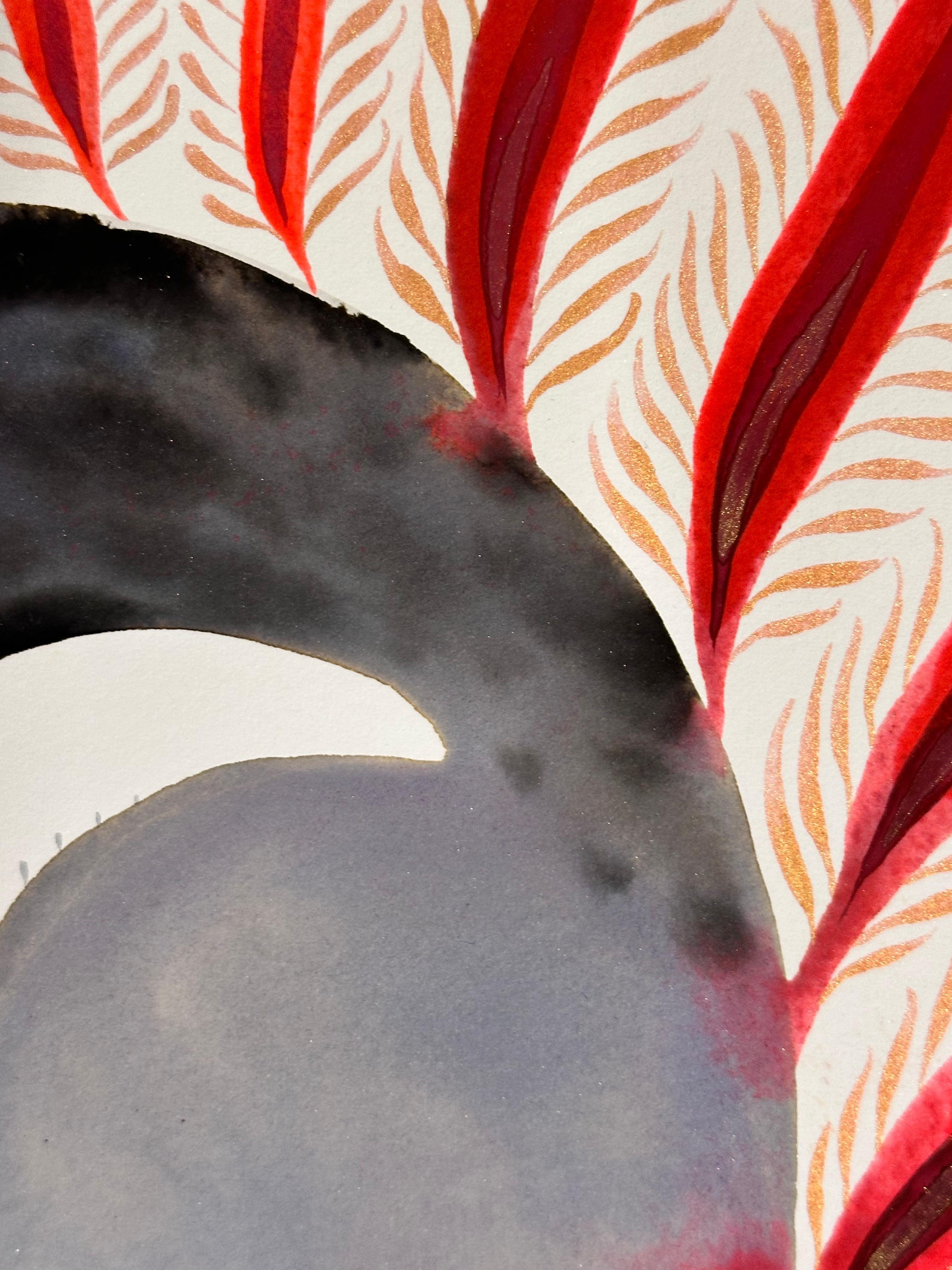 Delights 139 - Contemporary Abstract Shapes Pattern Bright Red Gray Mint, 2023 For Sale 3