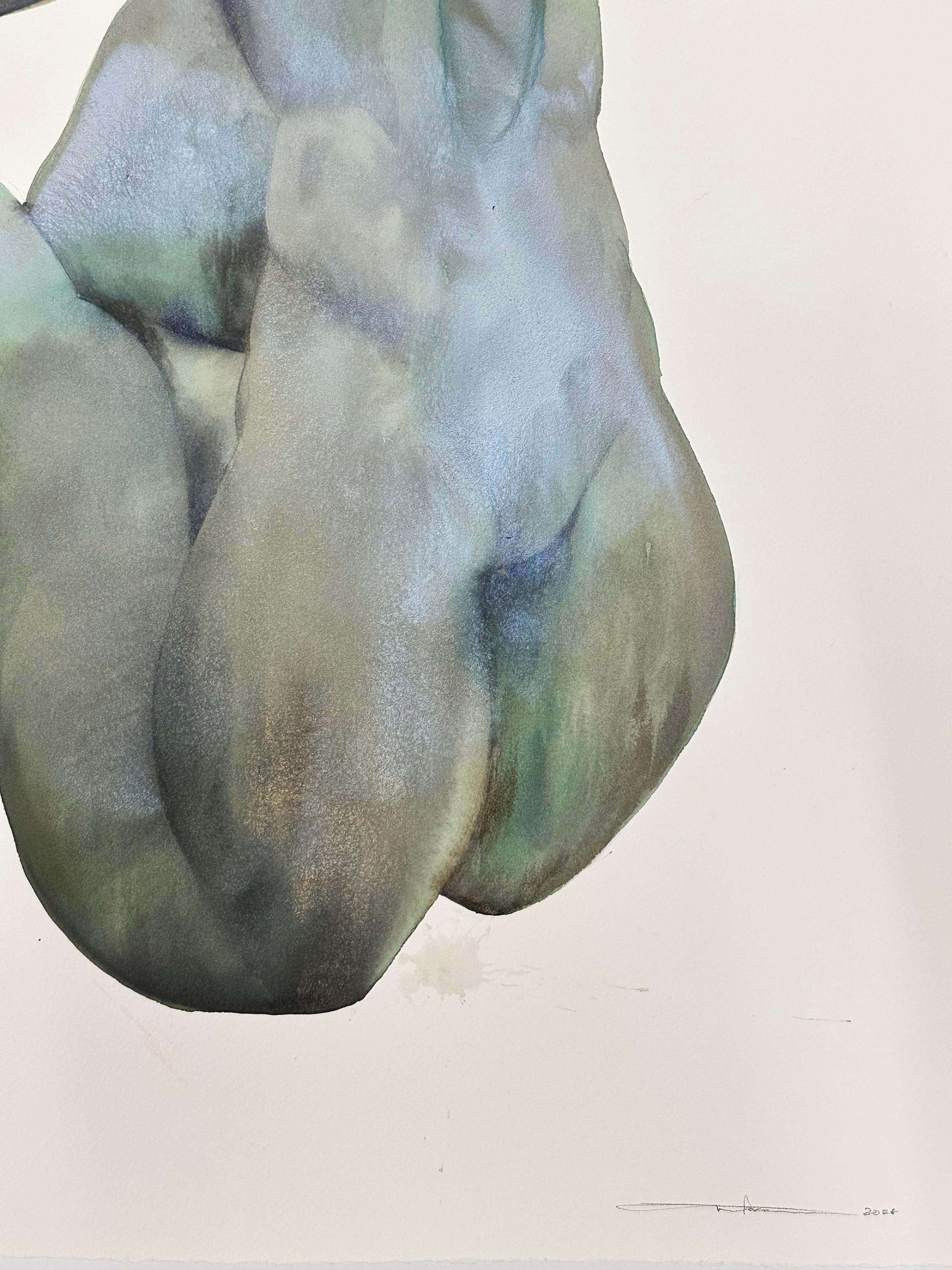 Mermyade - Figurativa contemporánea azul turquesa verde dorado en forma de sirena, 2024 en venta 4