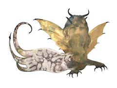 Madre III - Creatura mitica contemporanea in oro, animale alato, 2024