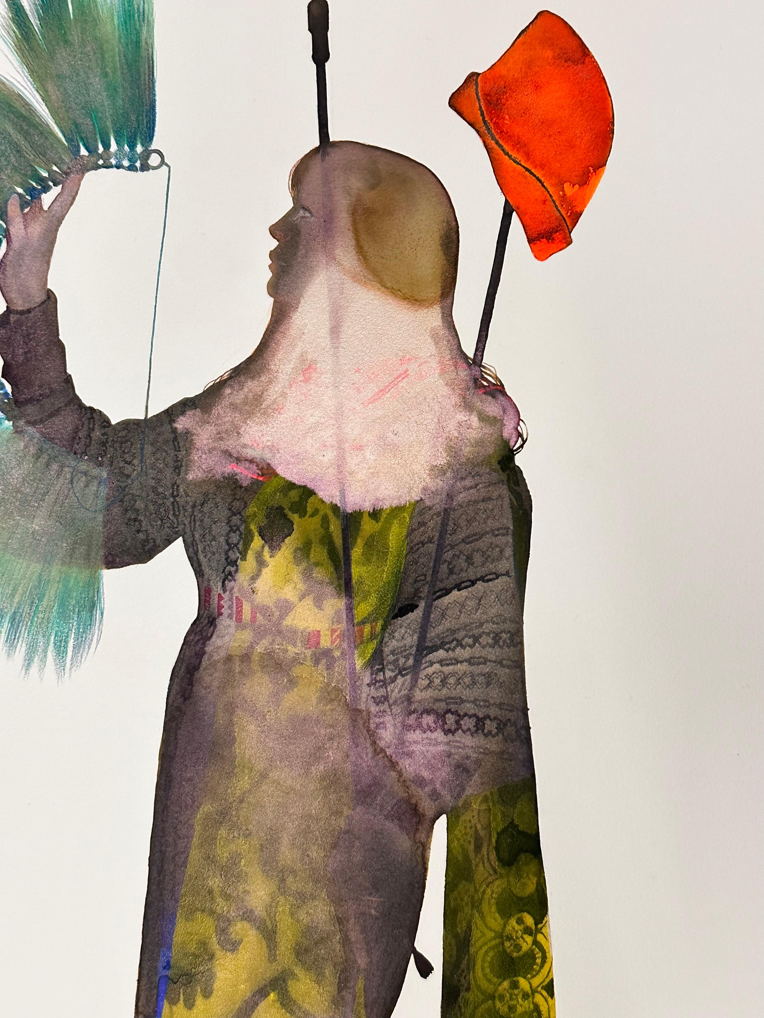 Nunca Hecho IX - Silueta Figurativa Femenina Contemporánea Fuerte Rojo Teal, 2024 en venta 6