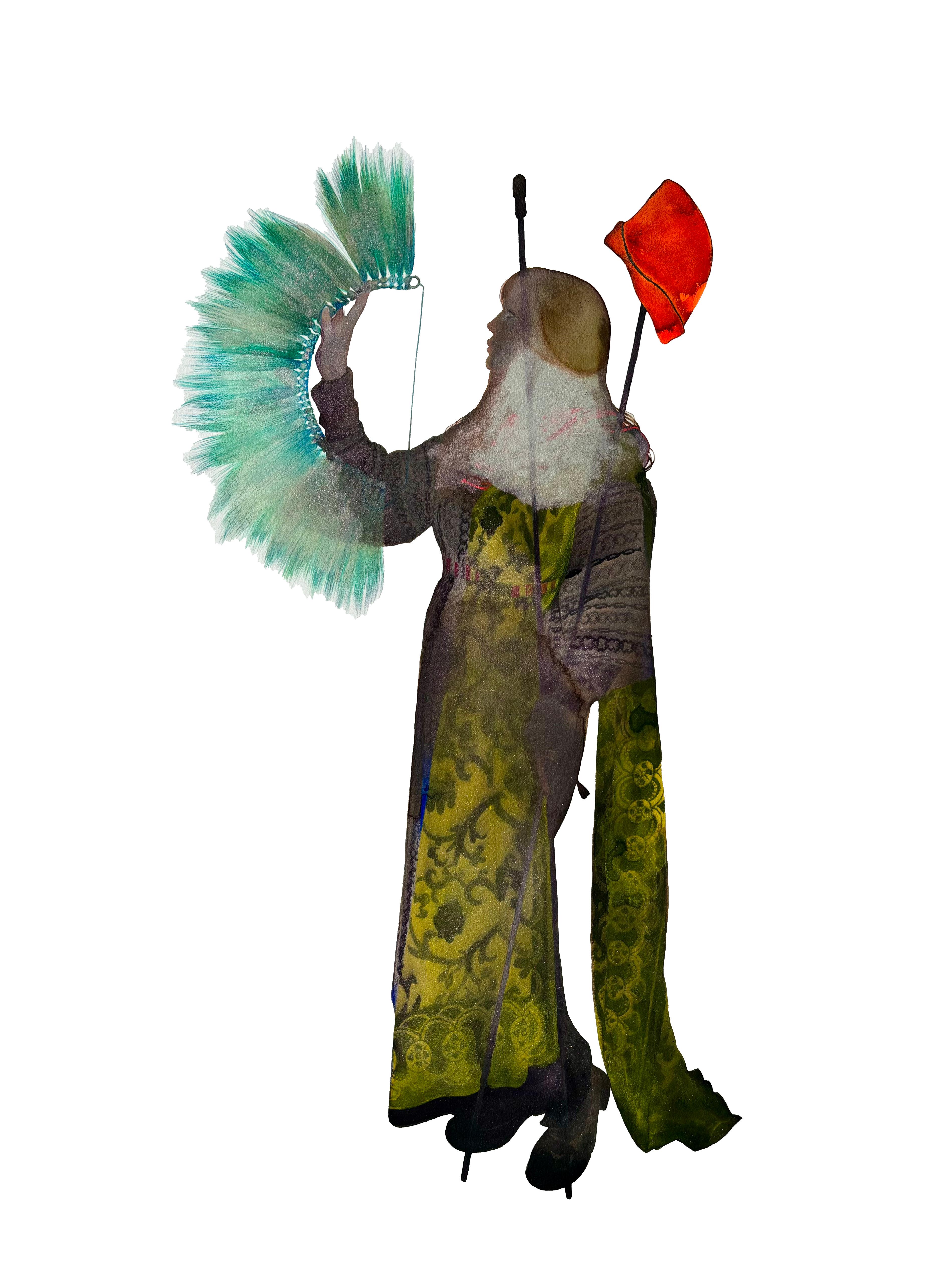 Never Done IX - Contemporary Strong Female Figurative Silhouette Red Teal, 2024