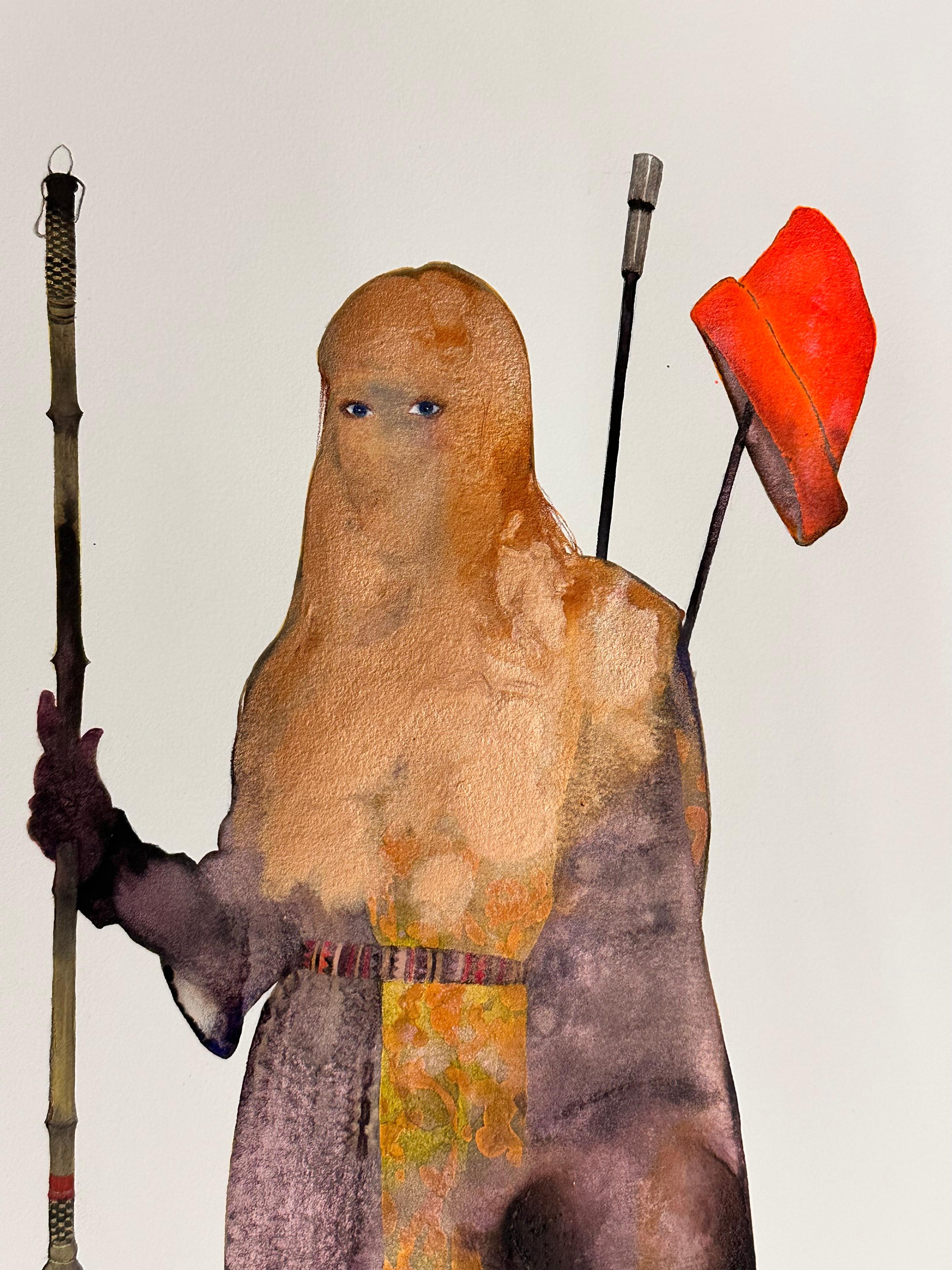 Never Done X - Silueta Figurativa Femenina Contemporánea Fuerte Rojo Marrón, 2024 en venta 6