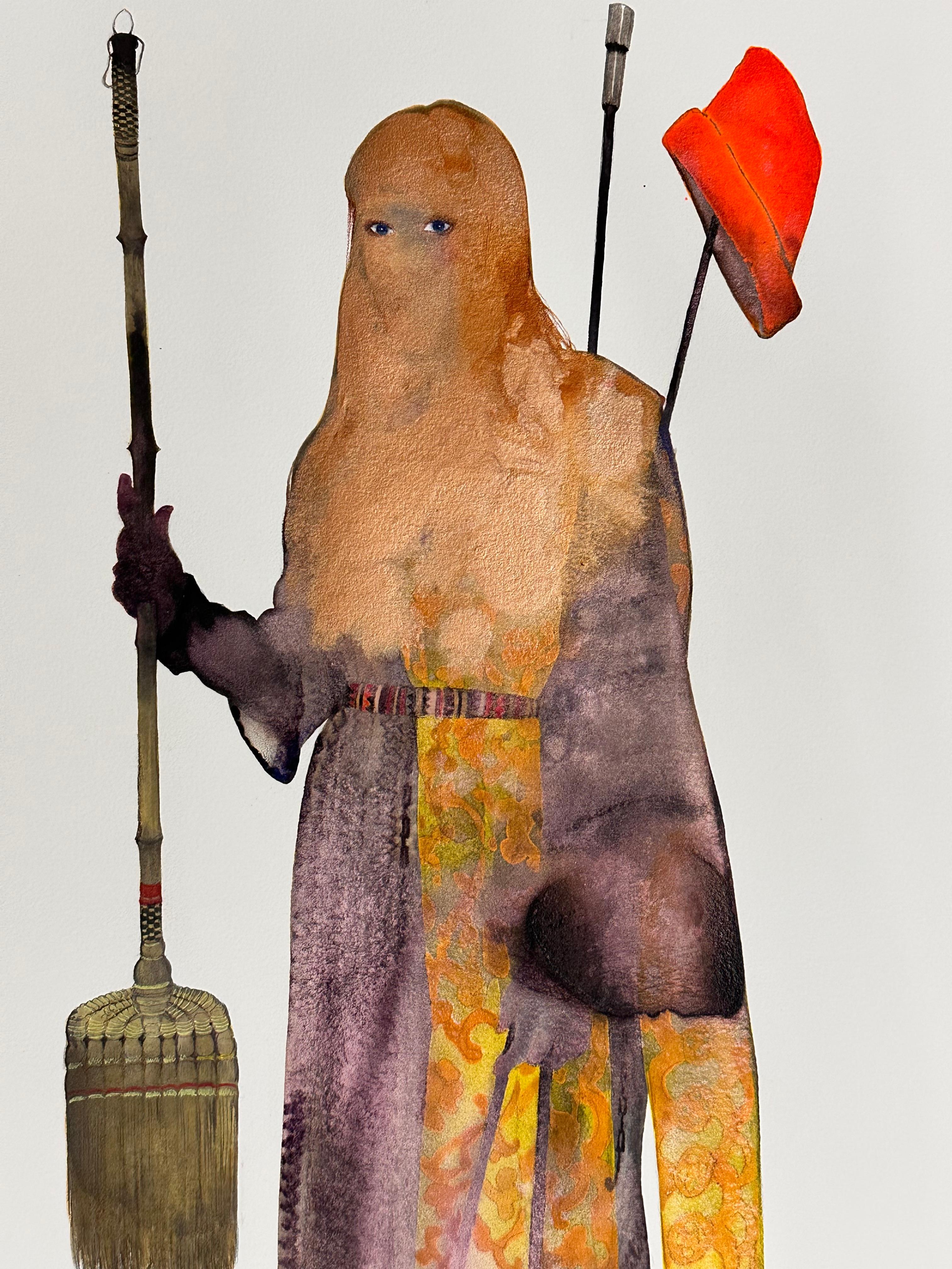 Never Done X - Silueta Figurativa Femenina Contemporánea Fuerte Rojo Marrón, 2024 - Painting Contemporáneo de June Glasson