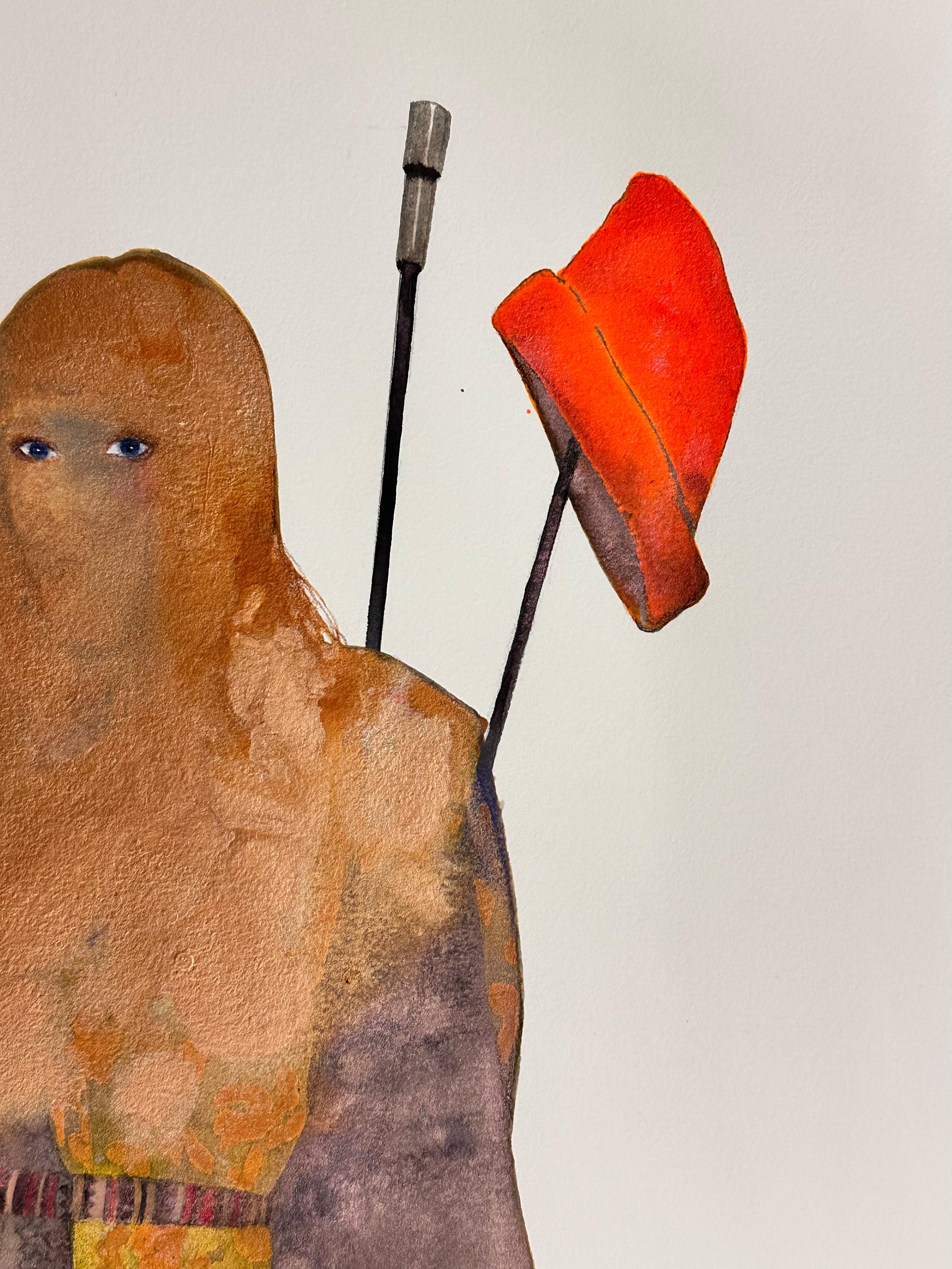 Never Done X - Silueta Figurativa Femenina Contemporánea Fuerte Rojo Marrón, 2024 en venta 5