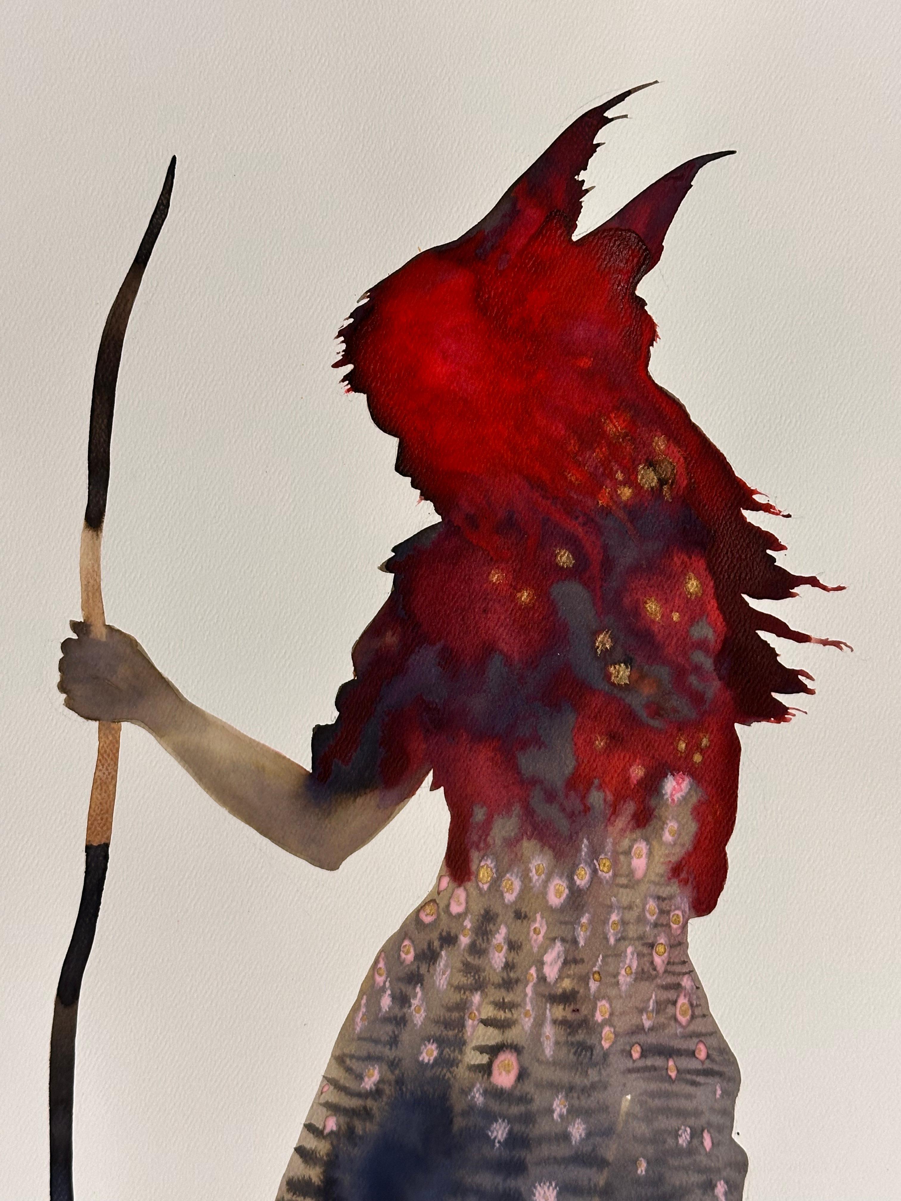 Ella I - Silueta Figurativa Femenina Fuerte Contemporánea Rojo Brillante, 2024 en venta 2