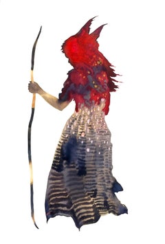 She I - Contemporary Strong Female Figurative Silhouette Bright Red, 2024
