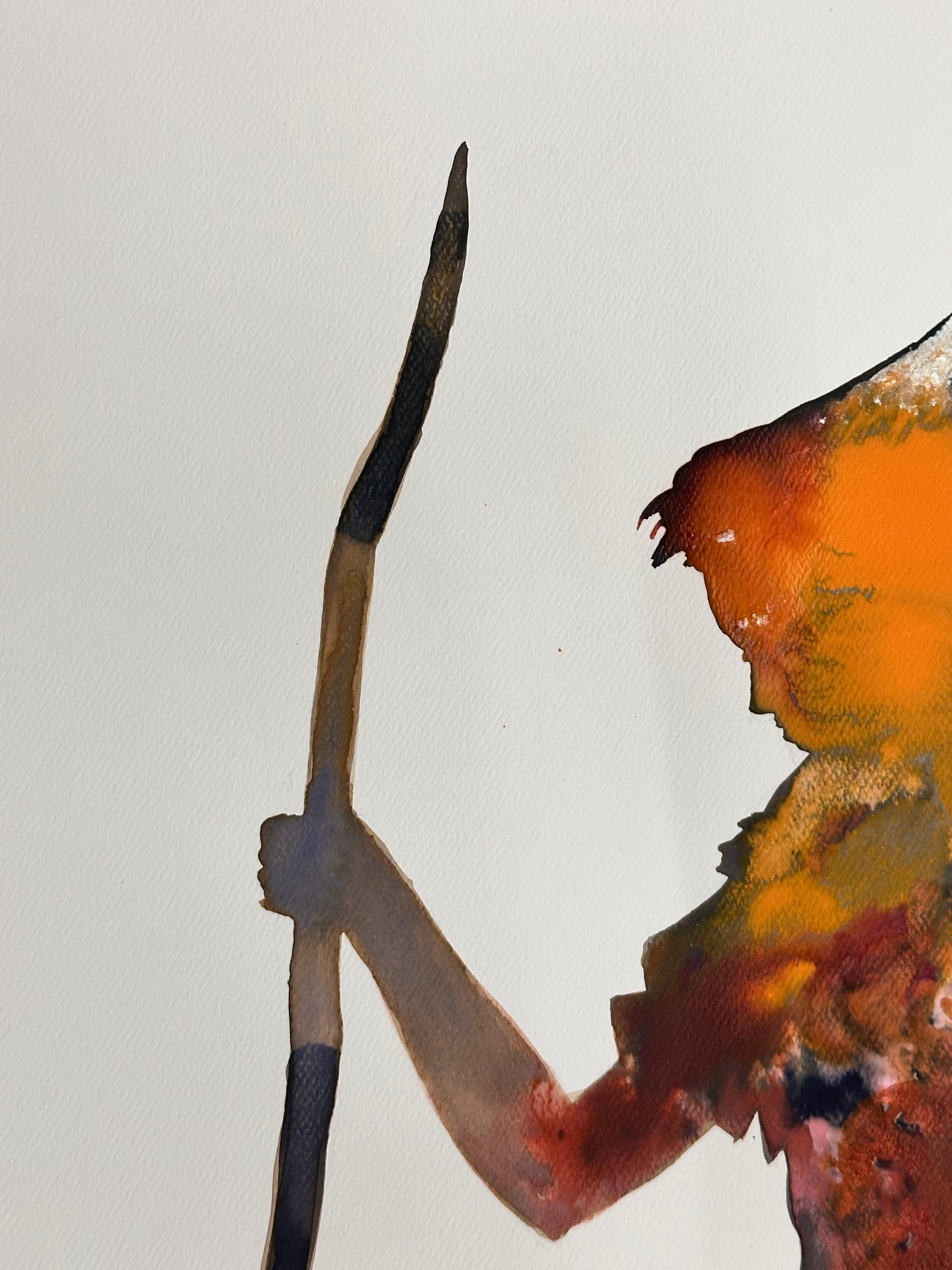 She II - Contemporary Strong Female Figure Silhouette Golden Orange Gray, 2024 en vente 2